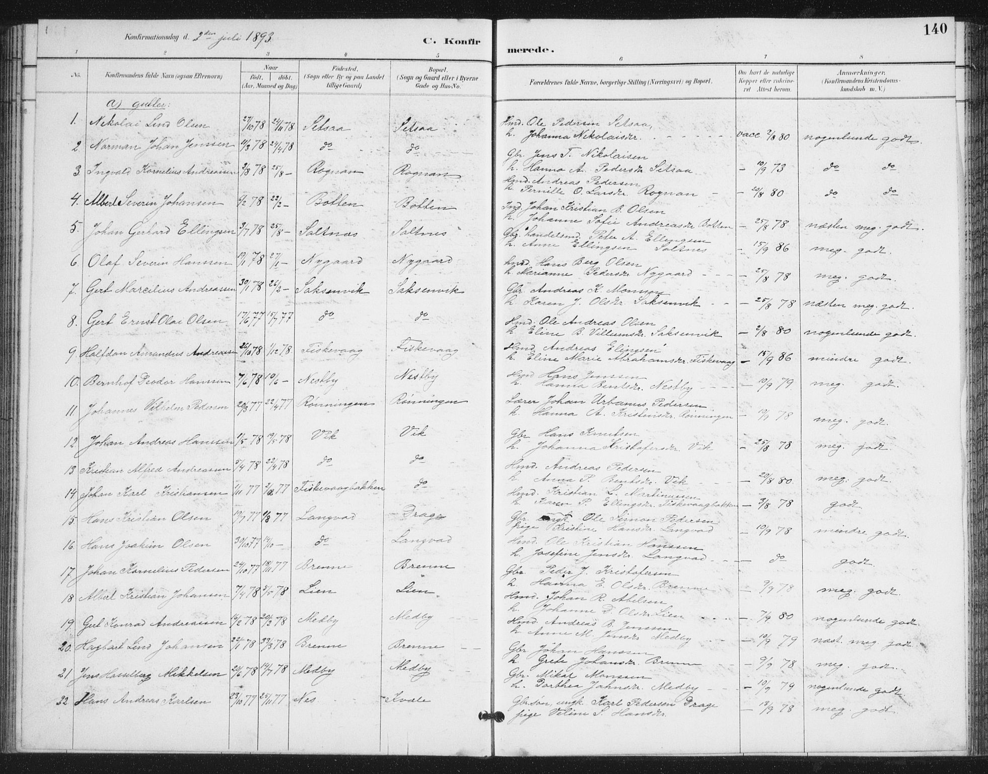 Ministerialprotokoller, klokkerbøker og fødselsregistre - Nordland, SAT/A-1459/847/L0682: Parish register (copy) no. 847C10, 1889-1907, p. 140