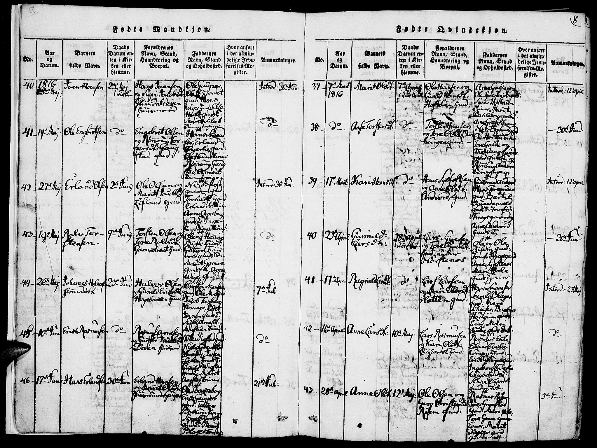 Lom prestekontor, AV/SAH-PREST-070/K/L0004: Parish register (official) no. 4, 1815-1825, p. 8