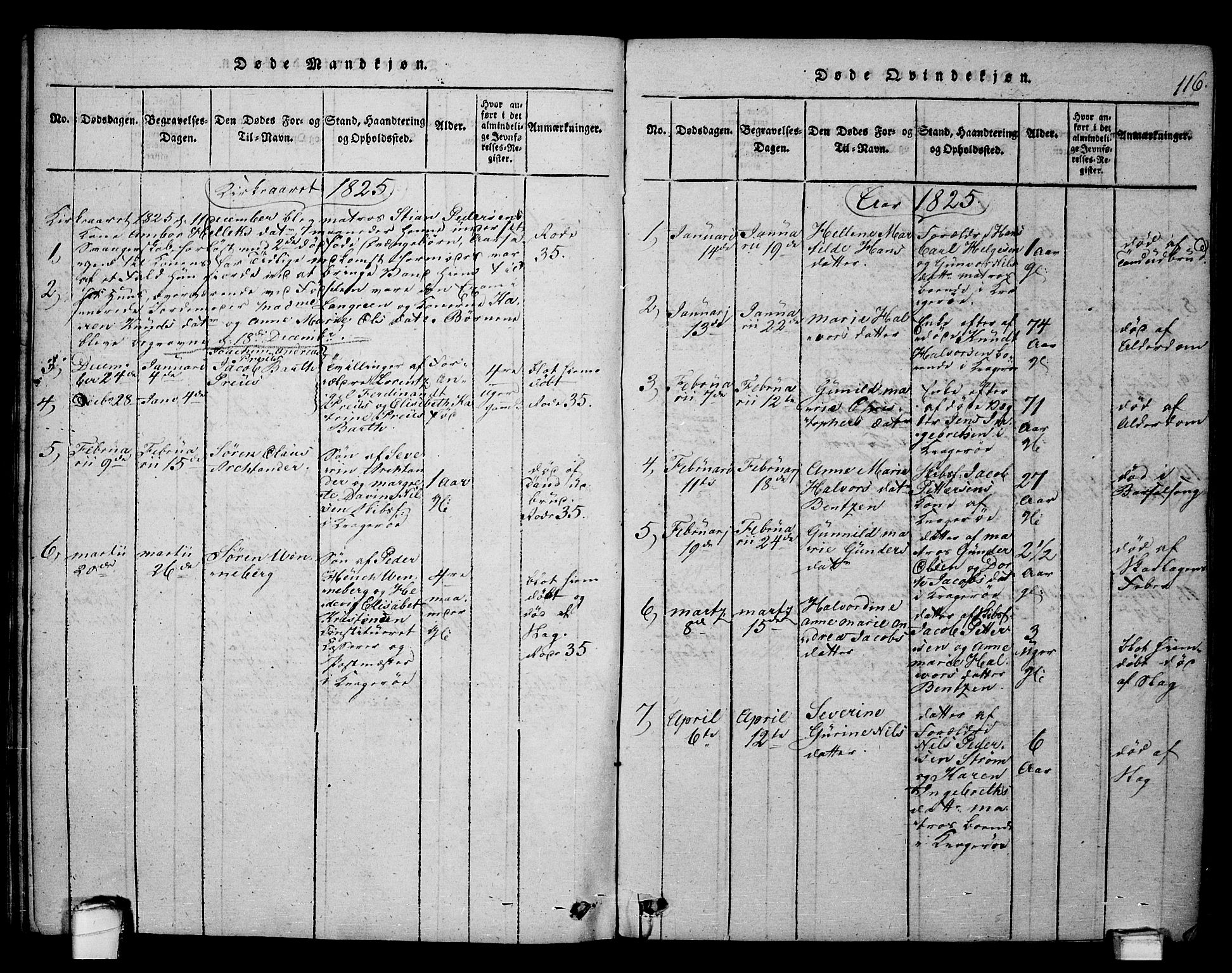 Kragerø kirkebøker, SAKO/A-278/F/Fa/L0004: Parish register (official) no. 4, 1814-1831, p. 116