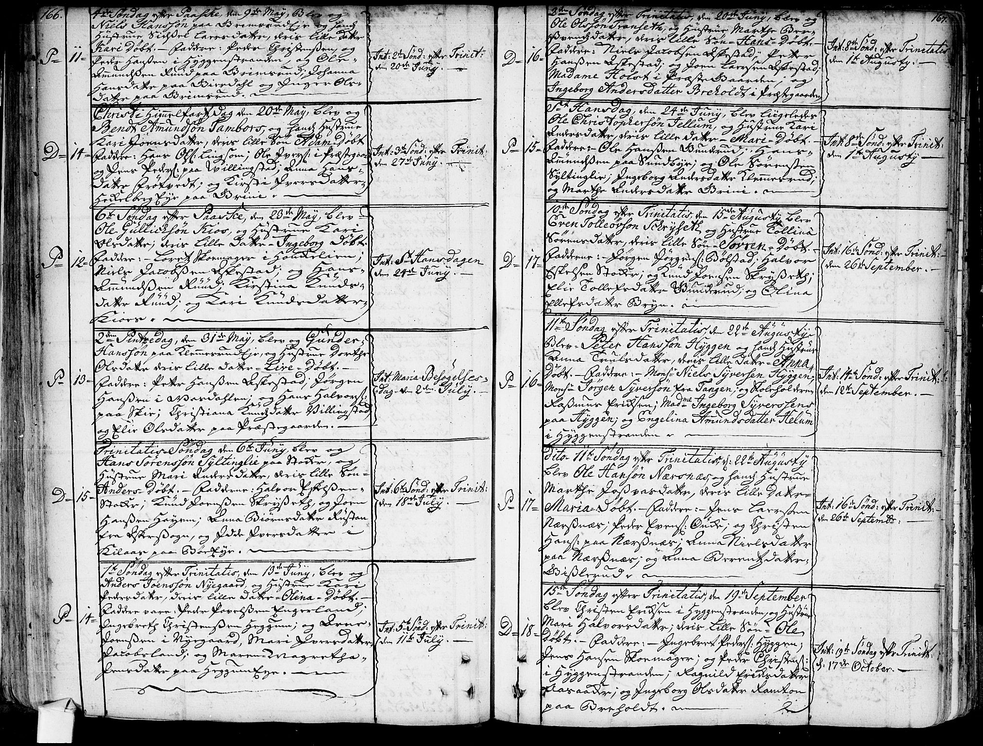Røyken kirkebøker, SAKO/A-241/G/Ga/L0001: Parish register (copy) no. 1, 1740-1768, p. 166-167