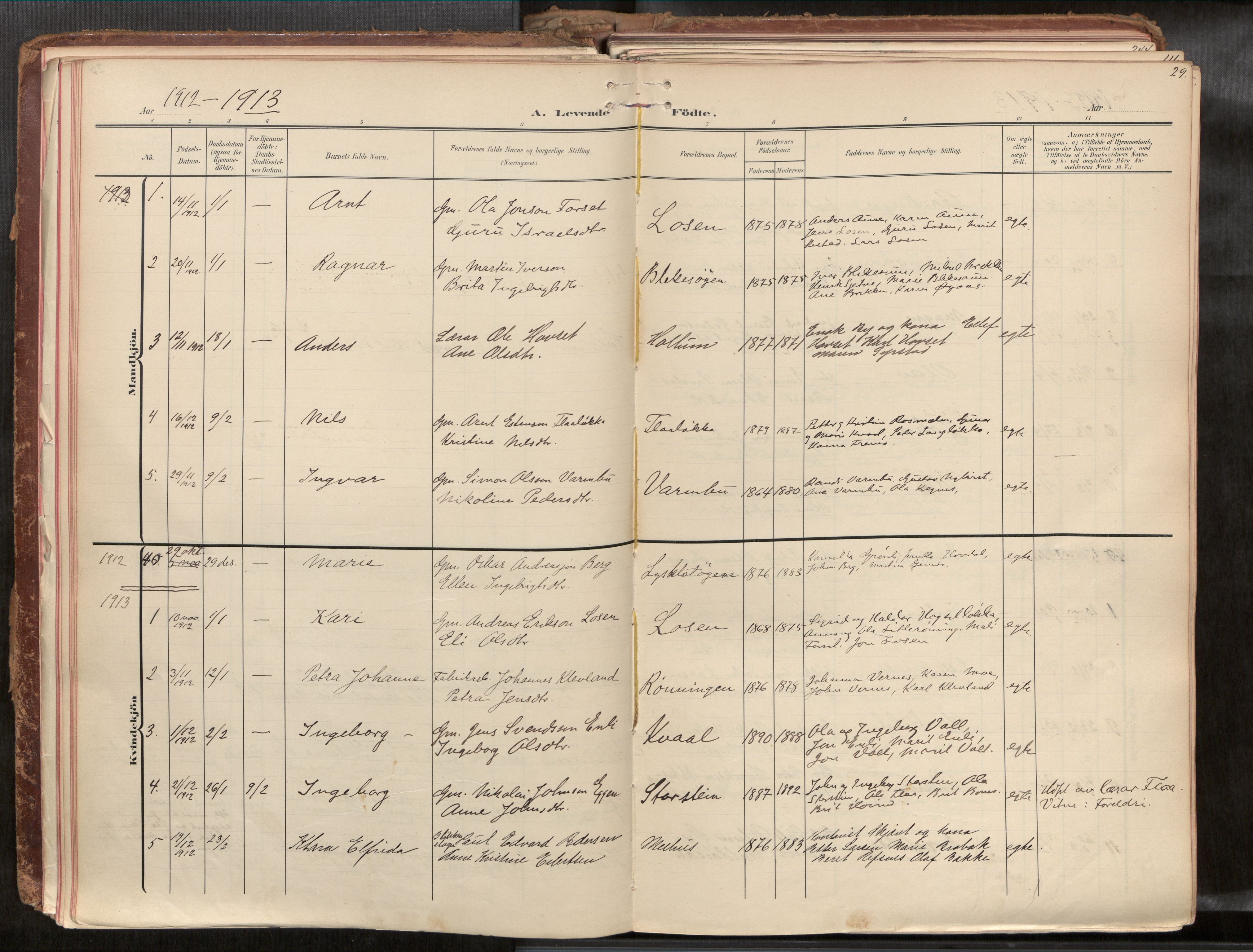 Ministerialprotokoller, klokkerbøker og fødselsregistre - Sør-Trøndelag, SAT/A-1456/691/L1085b: Parish register (official) no. 691A18, 1908-1930, p. 29