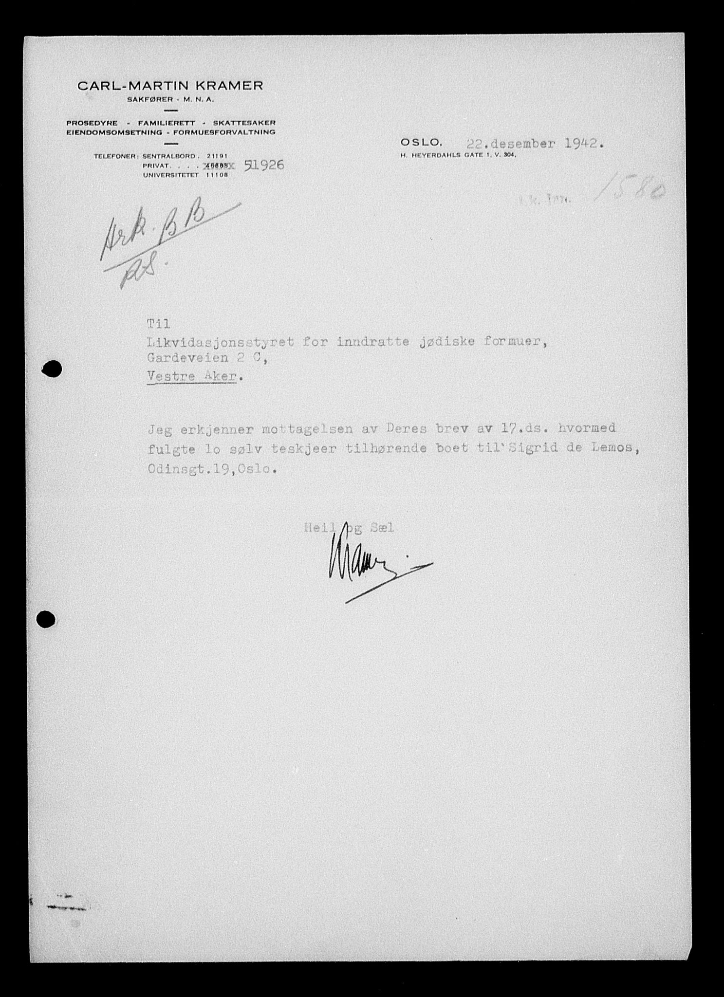 Justisdepartementet, Tilbakeføringskontoret for inndratte formuer, RA/S-1564/H/Hc/Hcc/L0956: --, 1945-1947, p. 274