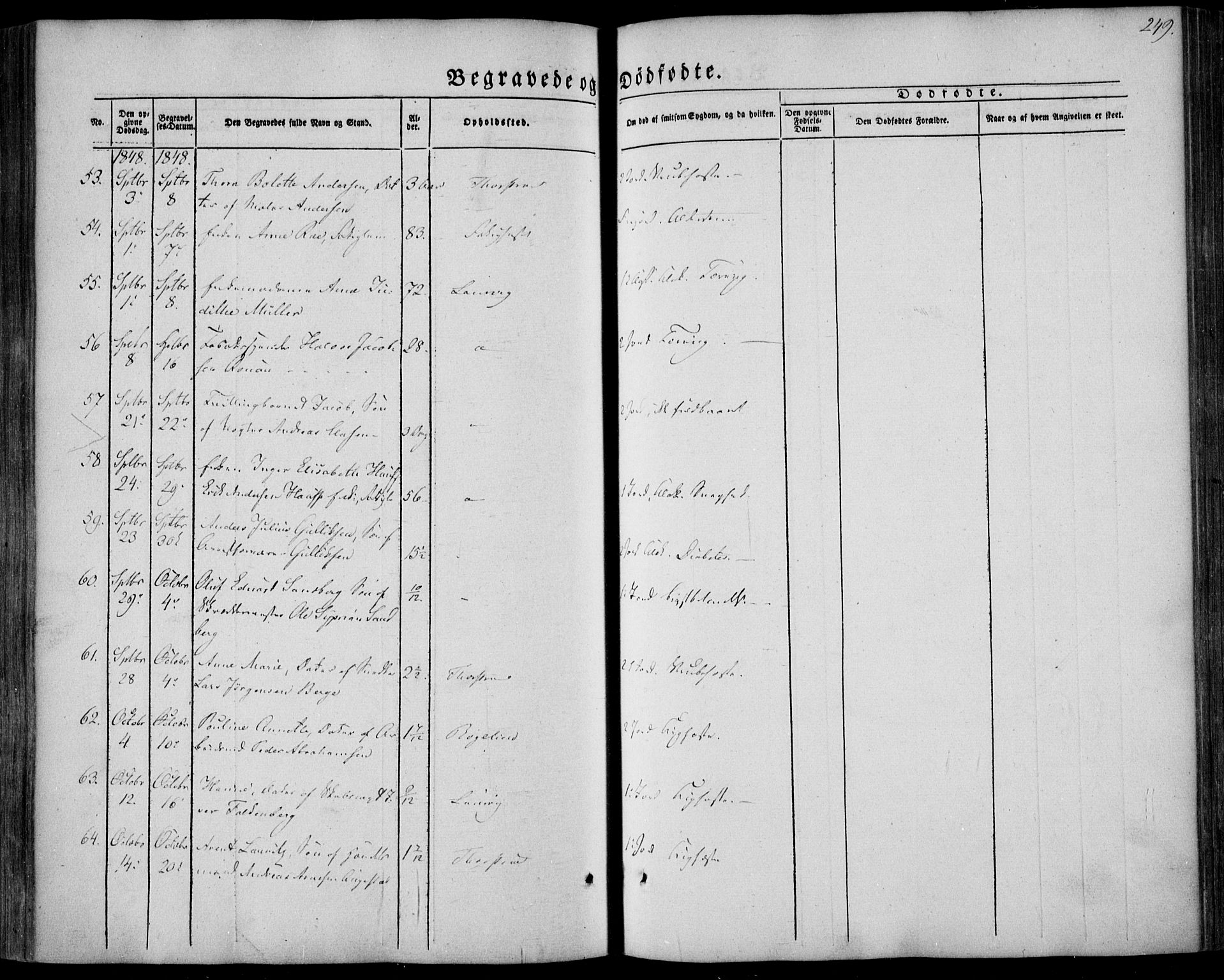 Larvik kirkebøker, AV/SAKO-A-352/F/Fa/L0003: Parish register (official) no. I 3, 1848-1856, p. 249