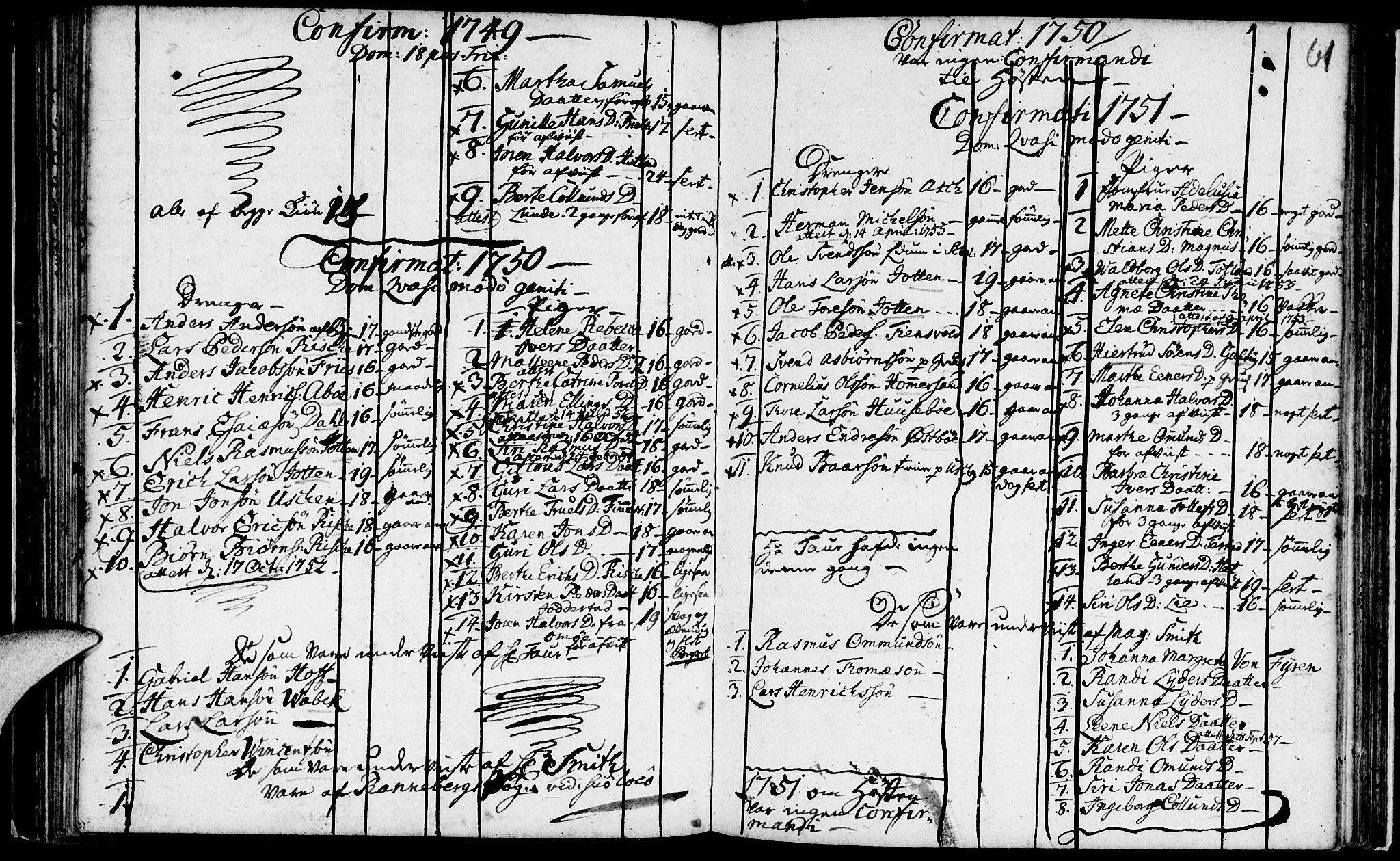 Domkirken sokneprestkontor, SAST/A-101812/001/30/30BA/L0003: Parish register (official) no. A 3 /1, 1738-1760, p. 61