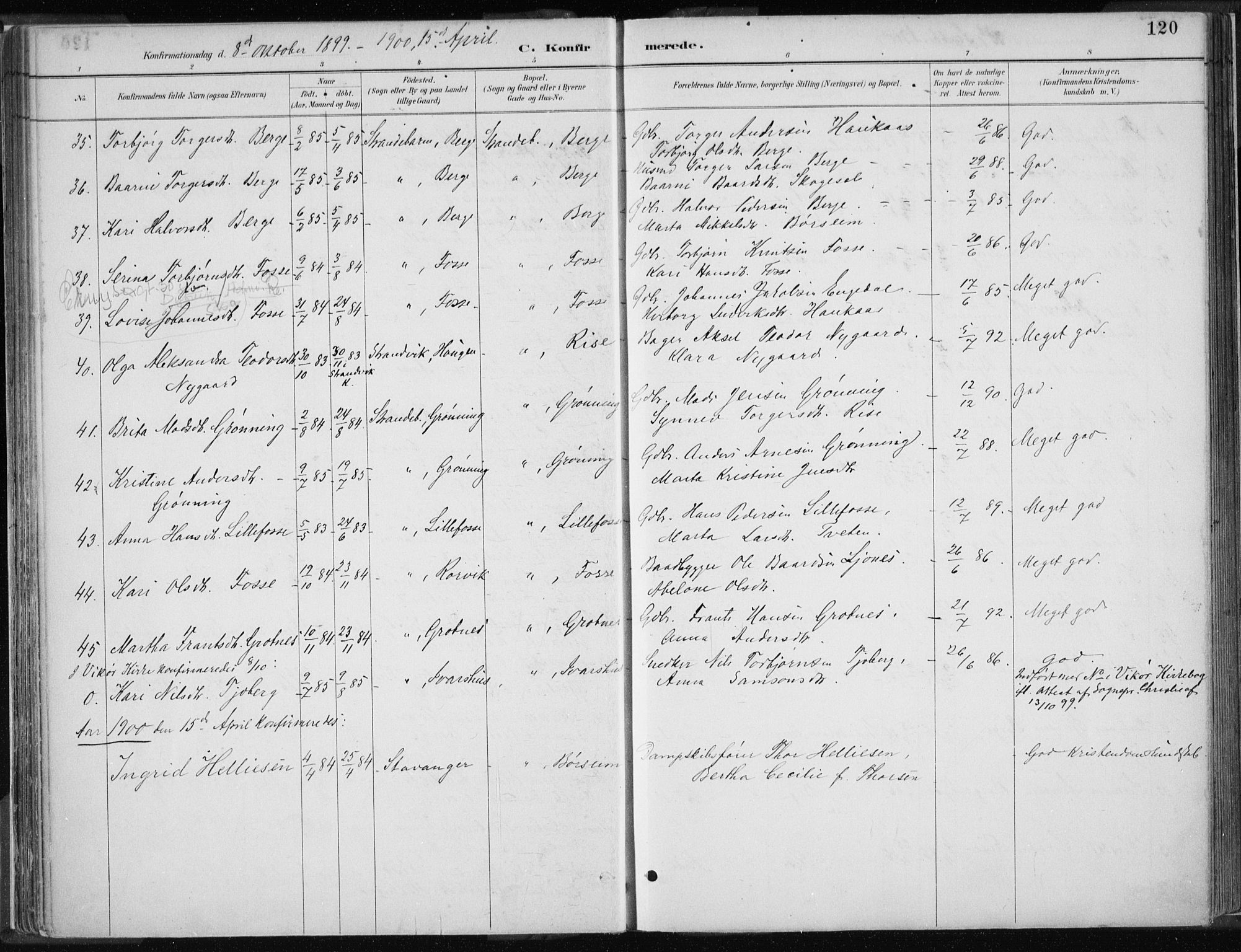 Strandebarm sokneprestembete, AV/SAB-A-78401/H/Haa: Parish register (official) no. B  1, 1886-1908, p. 120