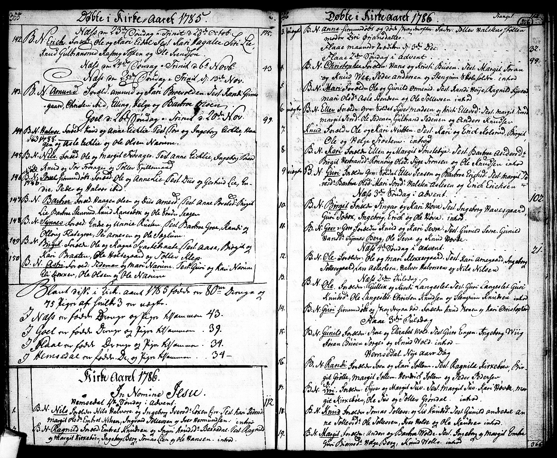Nes kirkebøker, SAKO/A-236/F/Fa/L0004: Parish register (official) no. 4, 1764-1786, p. 355-356