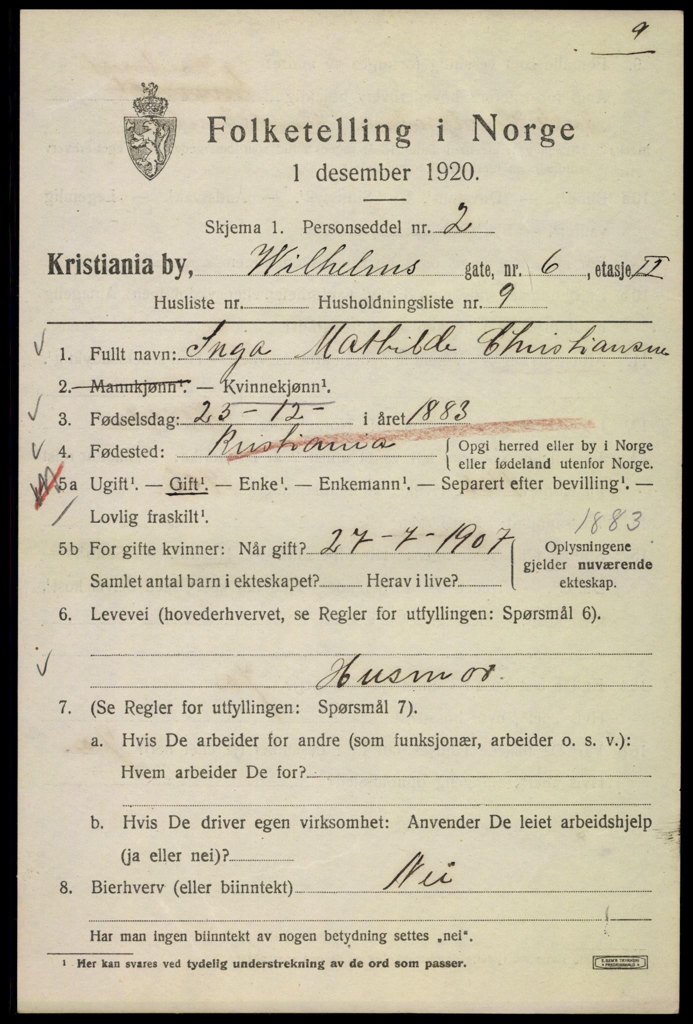 SAO, 1920 census for Kristiania, 1920, p. 652949