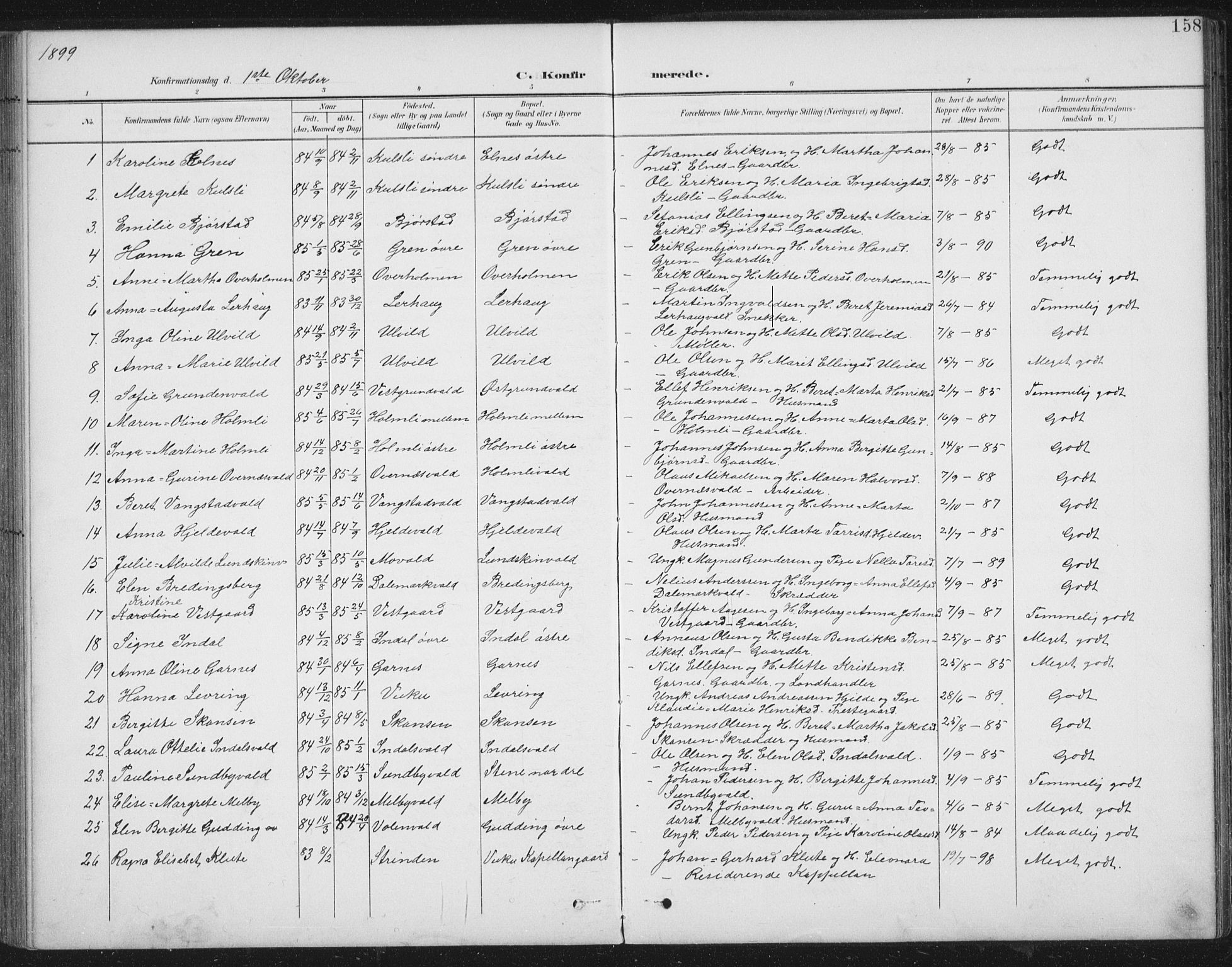 Ministerialprotokoller, klokkerbøker og fødselsregistre - Nord-Trøndelag, SAT/A-1458/724/L0269: Parish register (copy) no. 724C05, 1899-1920, p. 158