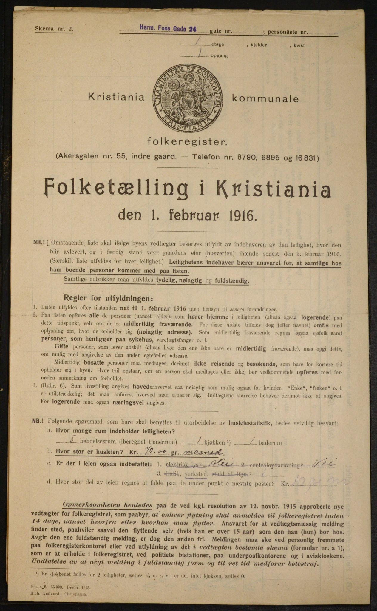 OBA, Municipal Census 1916 for Kristiania, 1916, p. 39672