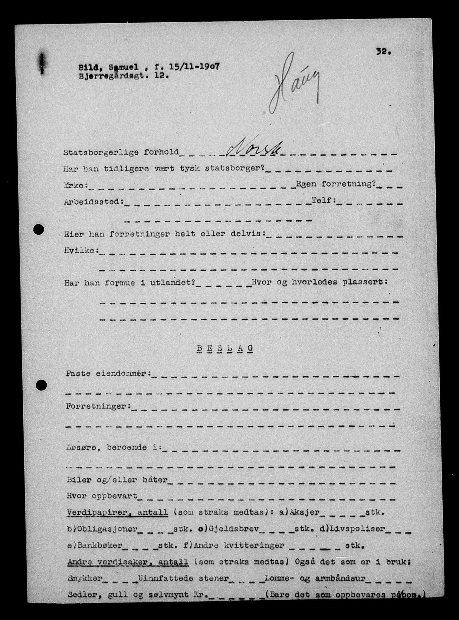 Justisdepartementet, Tilbakeføringskontoret for inndratte formuer, AV/RA-S-1564/H/Hc/Hcc/L0924: --, 1945-1947, p. 415