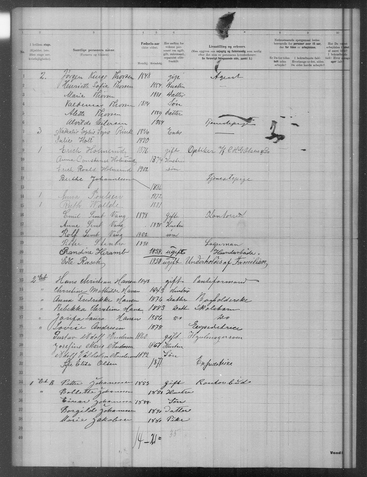 OBA, Municipal Census 1902 for Kristiania, 1902, p. 19005