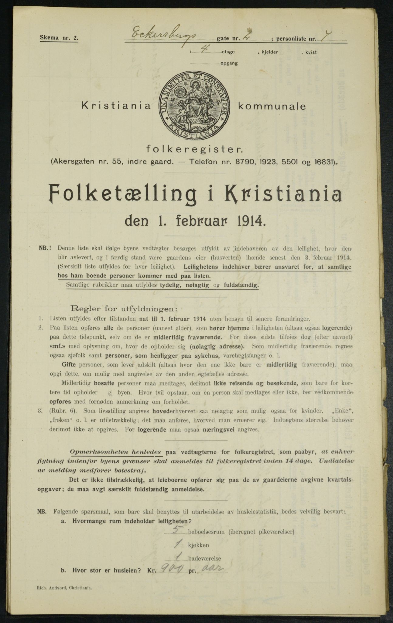 OBA, Municipal Census 1914 for Kristiania, 1914, p. 18372