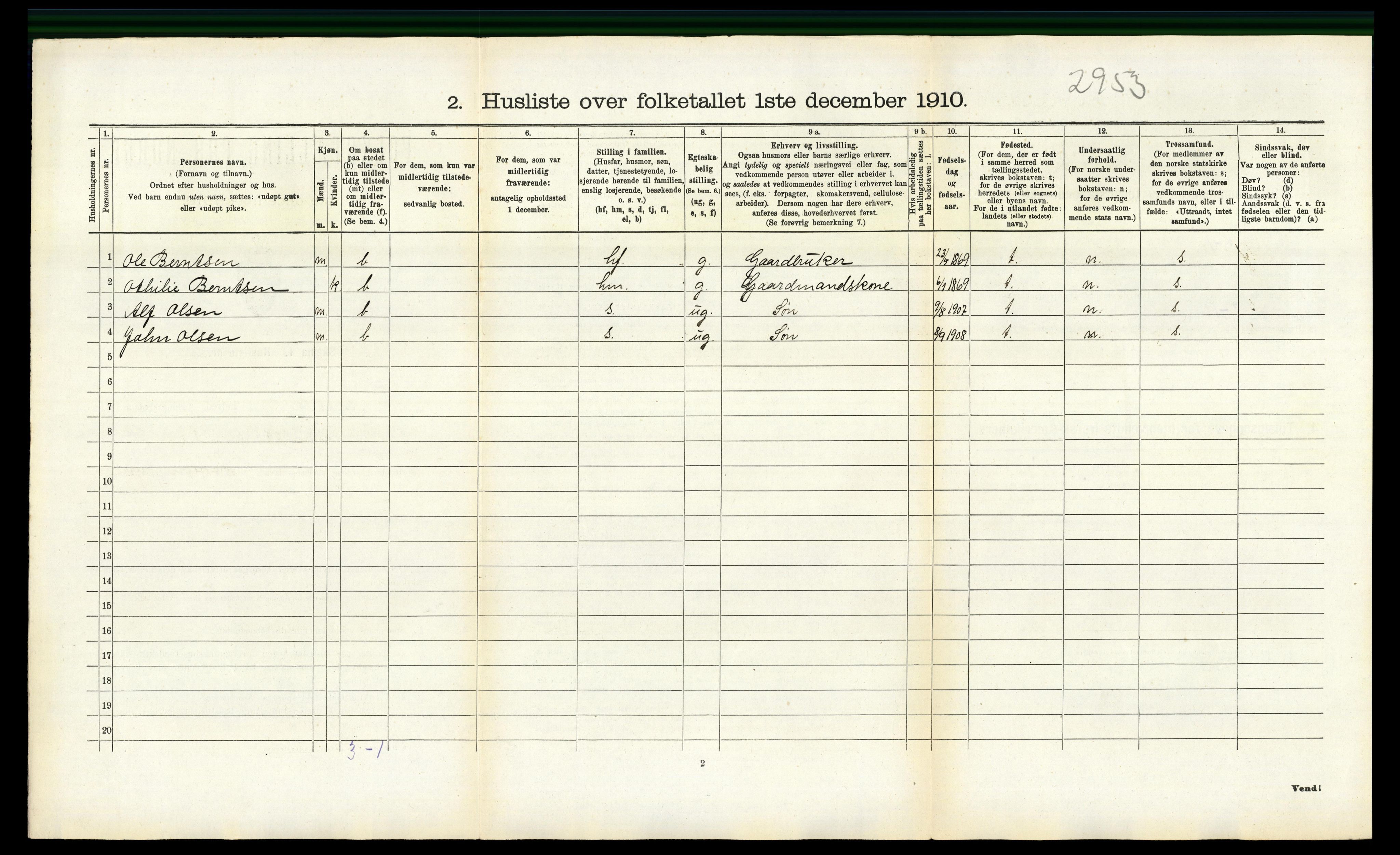 RA, 1910 census for Herad, 1910, p. 149