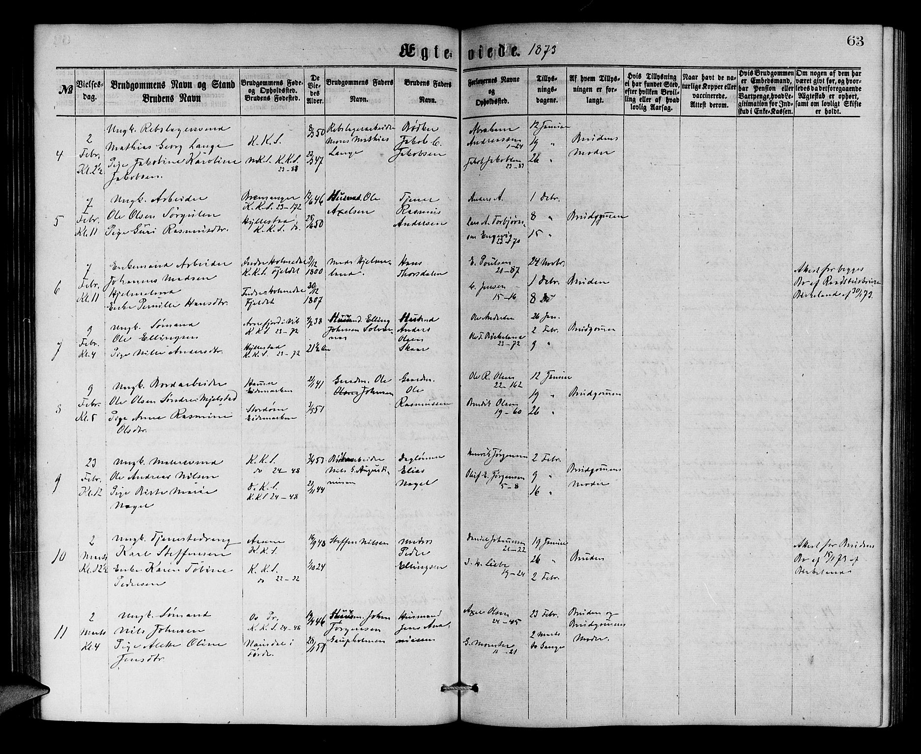 Korskirken sokneprestembete, AV/SAB-A-76101/H/Hab: Parish register (copy) no. D 2, 1867-1886, p. 63