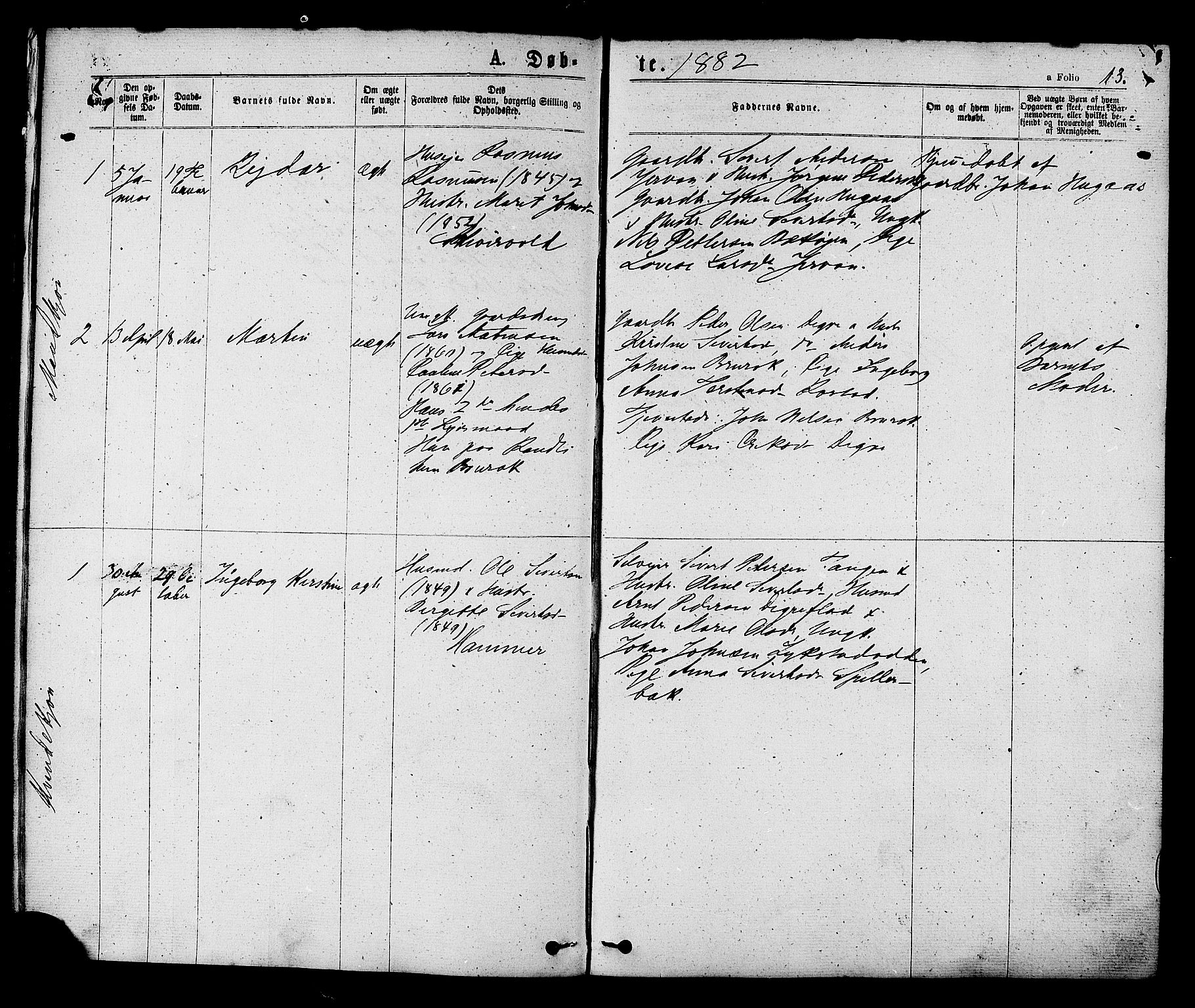 Ministerialprotokoller, klokkerbøker og fødselsregistre - Sør-Trøndelag, SAT/A-1456/608/L0334: Parish register (official) no. 608A03, 1877-1886, p. 13