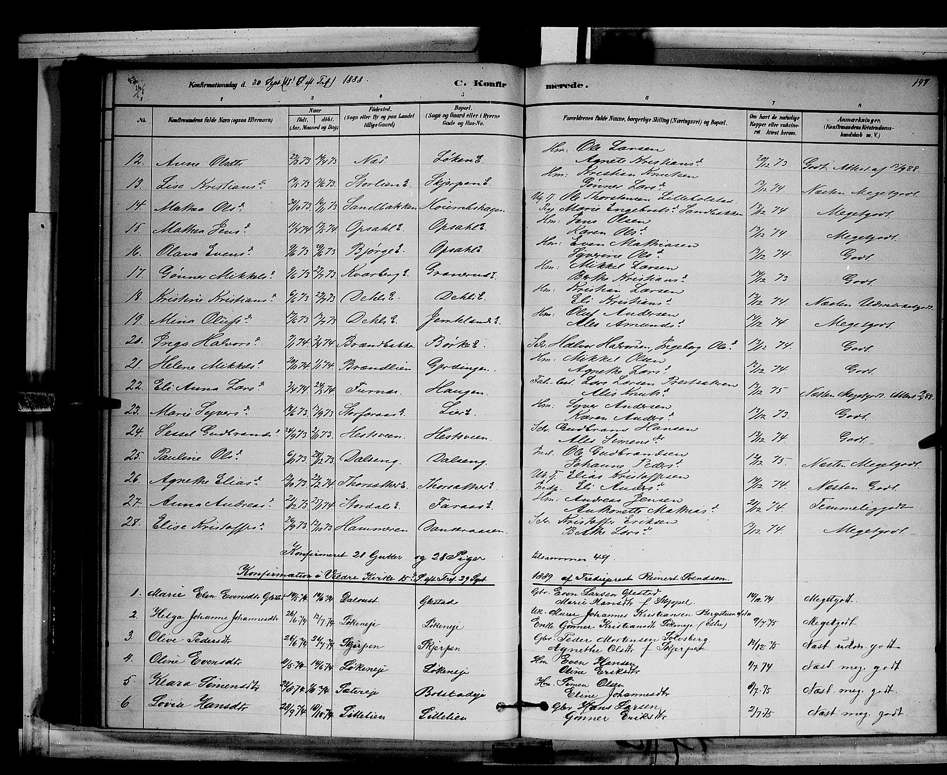 Ringsaker prestekontor, AV/SAH-PREST-014/L/La/L0011: Parish register (copy) no. 11, 1879-1890, p. 147