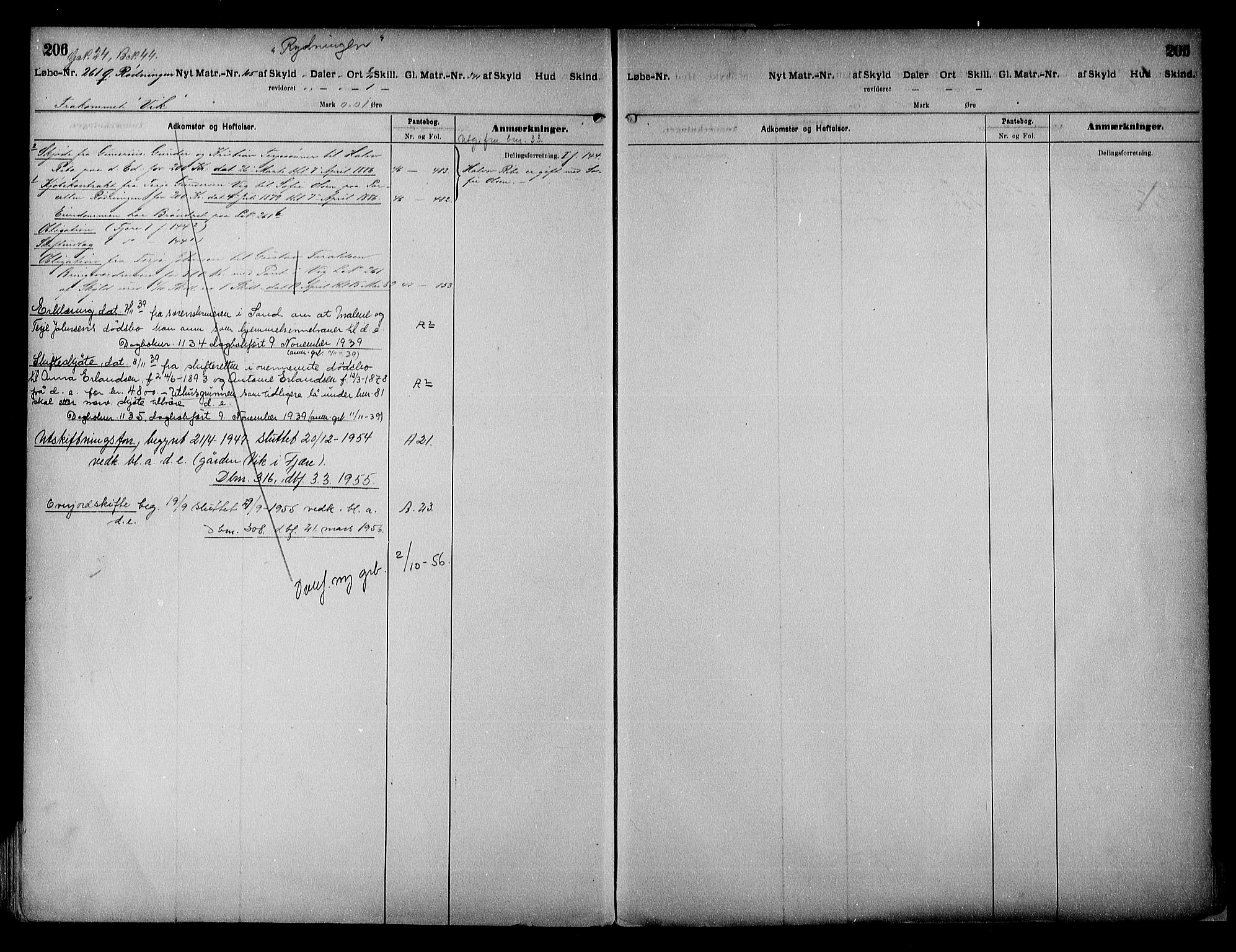 Vestre Nedenes/Sand sorenskriveri, SAK/1221-0010/G/Ga/L0017: Mortgage register no. 13a, 1872-1956, p. 206
