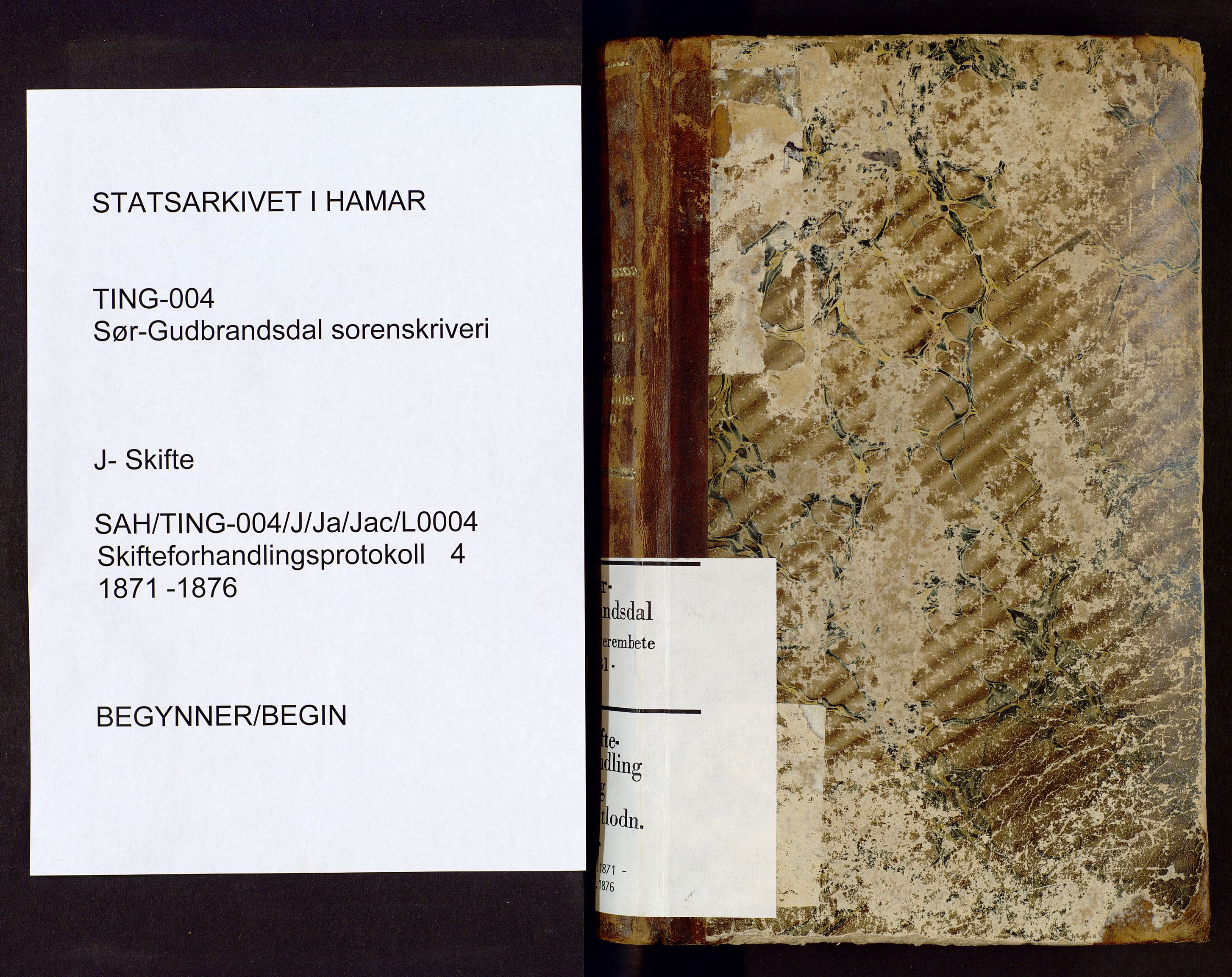 Sør-Gudbrandsdal tingrett, SAH/TING-004/J/Ja/Jac/L0004: Skifteforhandlings- og skifteutlodningsprotokoll, 1871-1876
