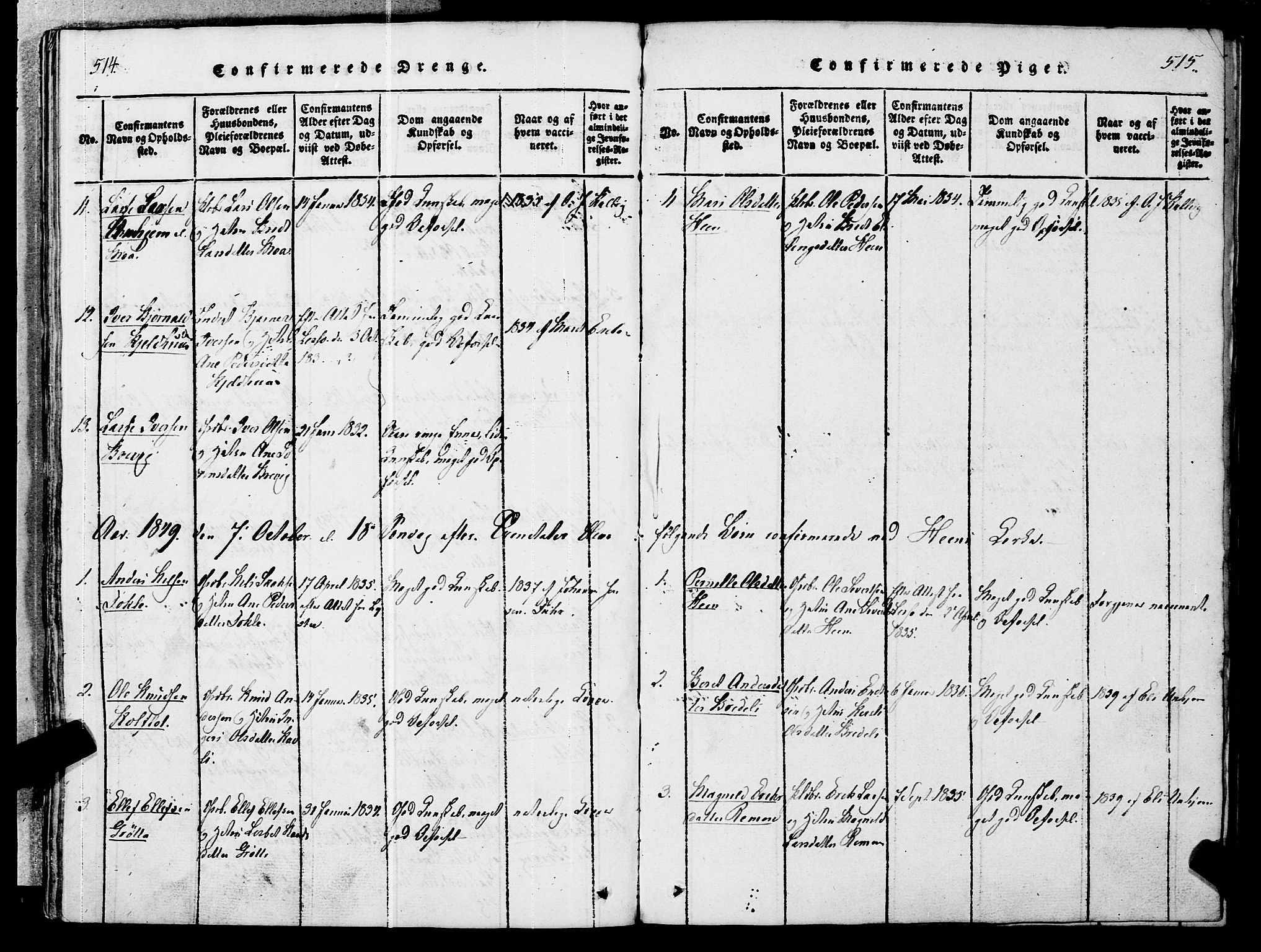 Ministerialprotokoller, klokkerbøker og fødselsregistre - Møre og Romsdal, SAT/A-1454/545/L0585: Parish register (official) no. 545A01, 1818-1853, p. 514-515