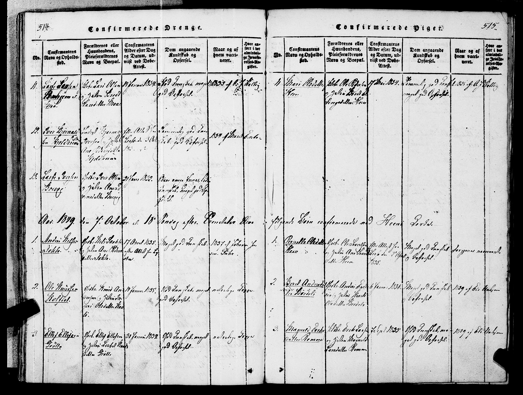 Ministerialprotokoller, klokkerbøker og fødselsregistre - Møre og Romsdal, AV/SAT-A-1454/545/L0585: Parish register (official) no. 545A01, 1818-1853, p. 514-515