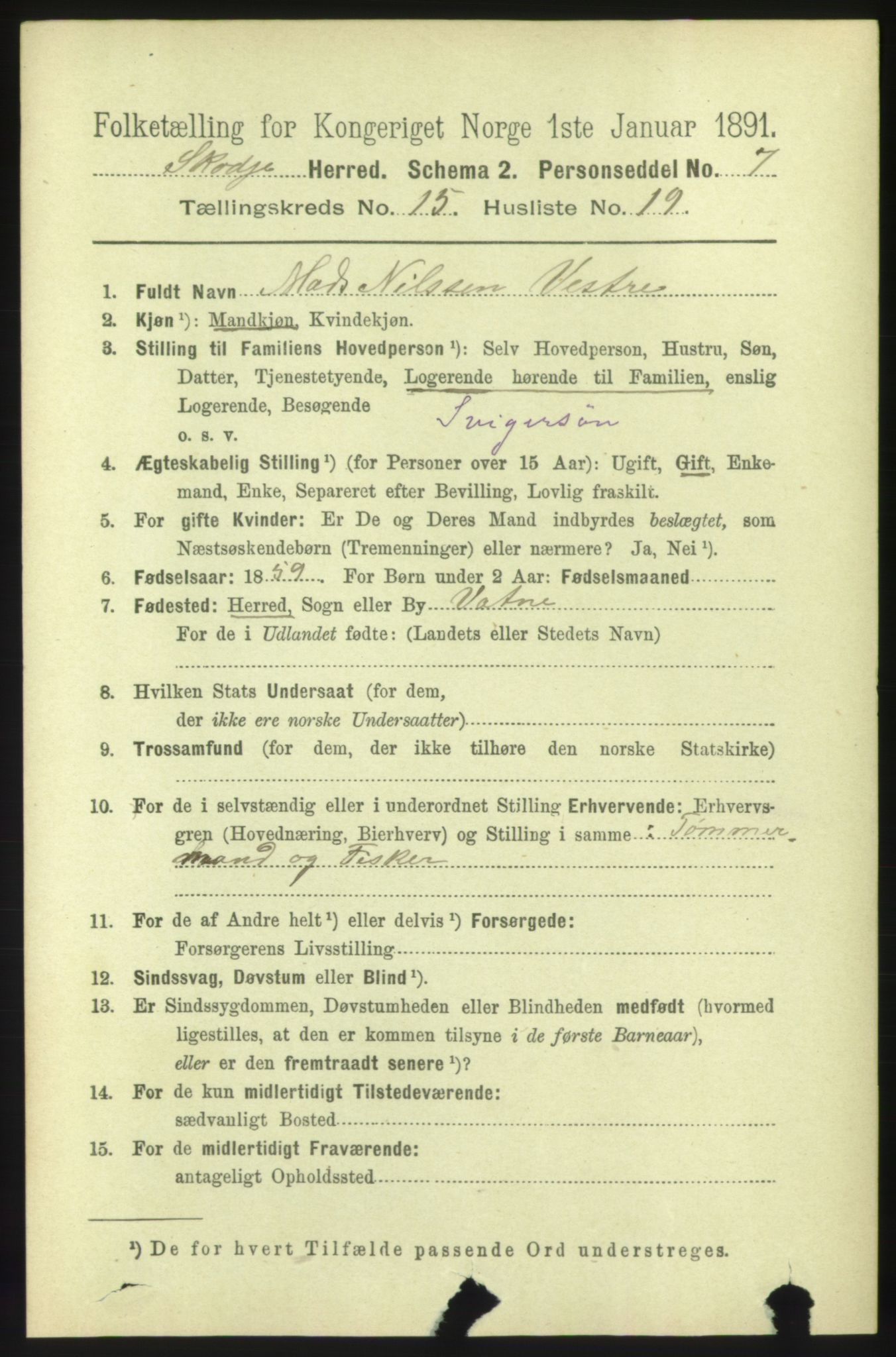 RA, 1891 census for 1529 Skodje, 1891, p. 3326