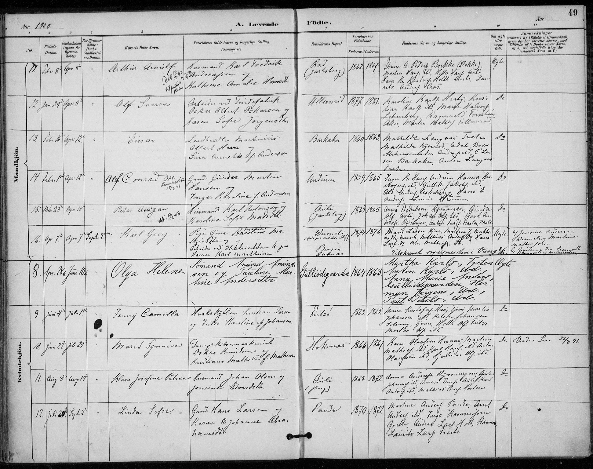 Sem kirkebøker, AV/SAKO-A-5/F/Fa/L0011: Parish register (official) no. I 11, 1888-1904, p. 49