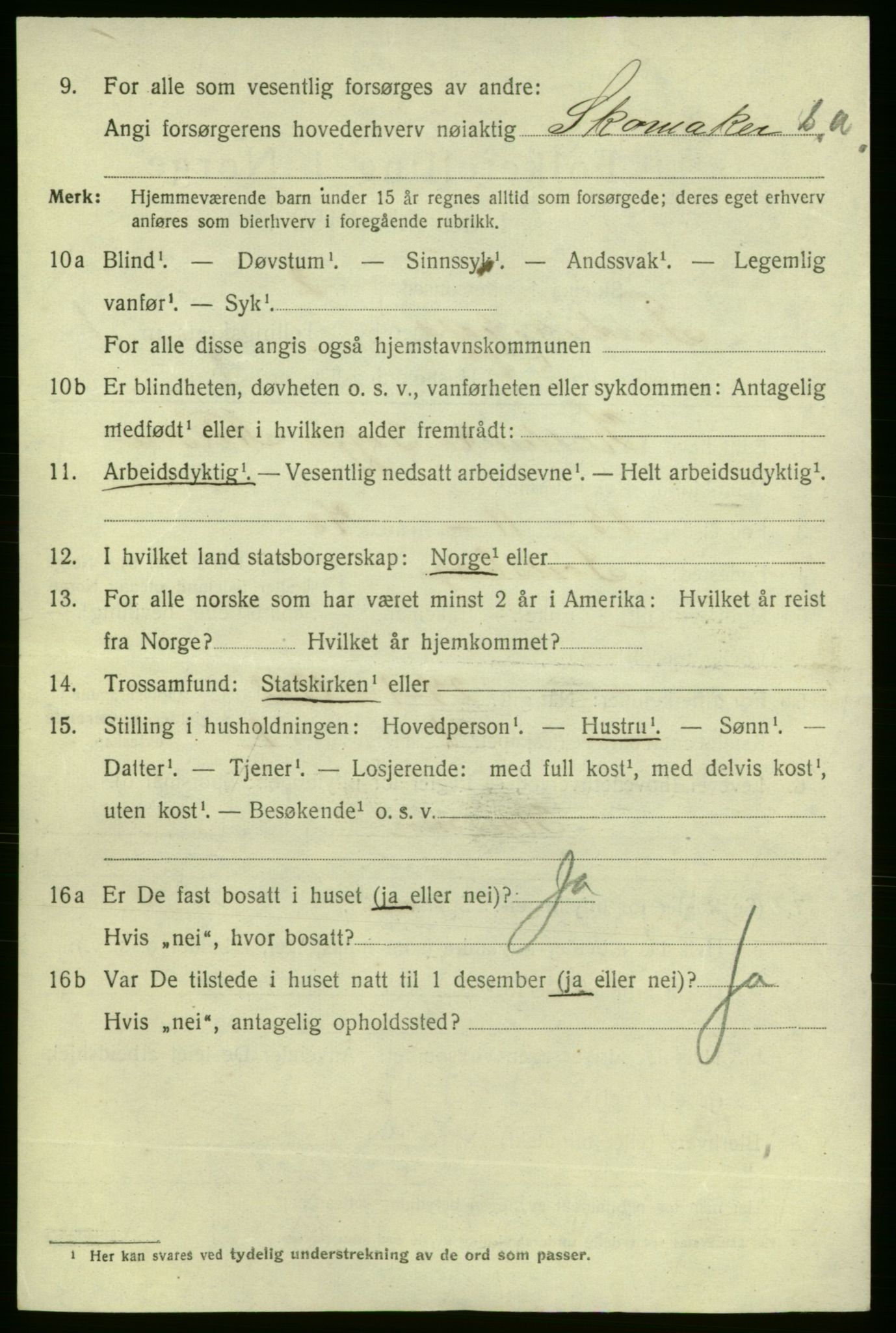 SAO, 1920 census for Fredrikshald, 1920, p. 9174