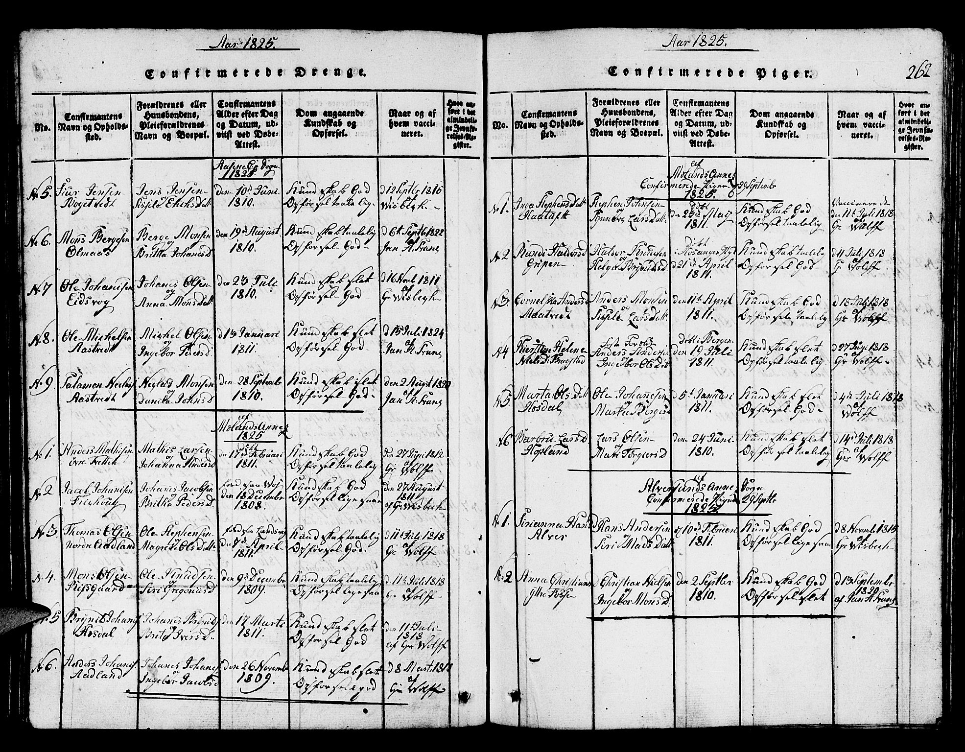 Hamre sokneprestembete, SAB/A-75501/H/Ha/Hab: Parish register (copy) no. A 1, 1816-1826, p. 262