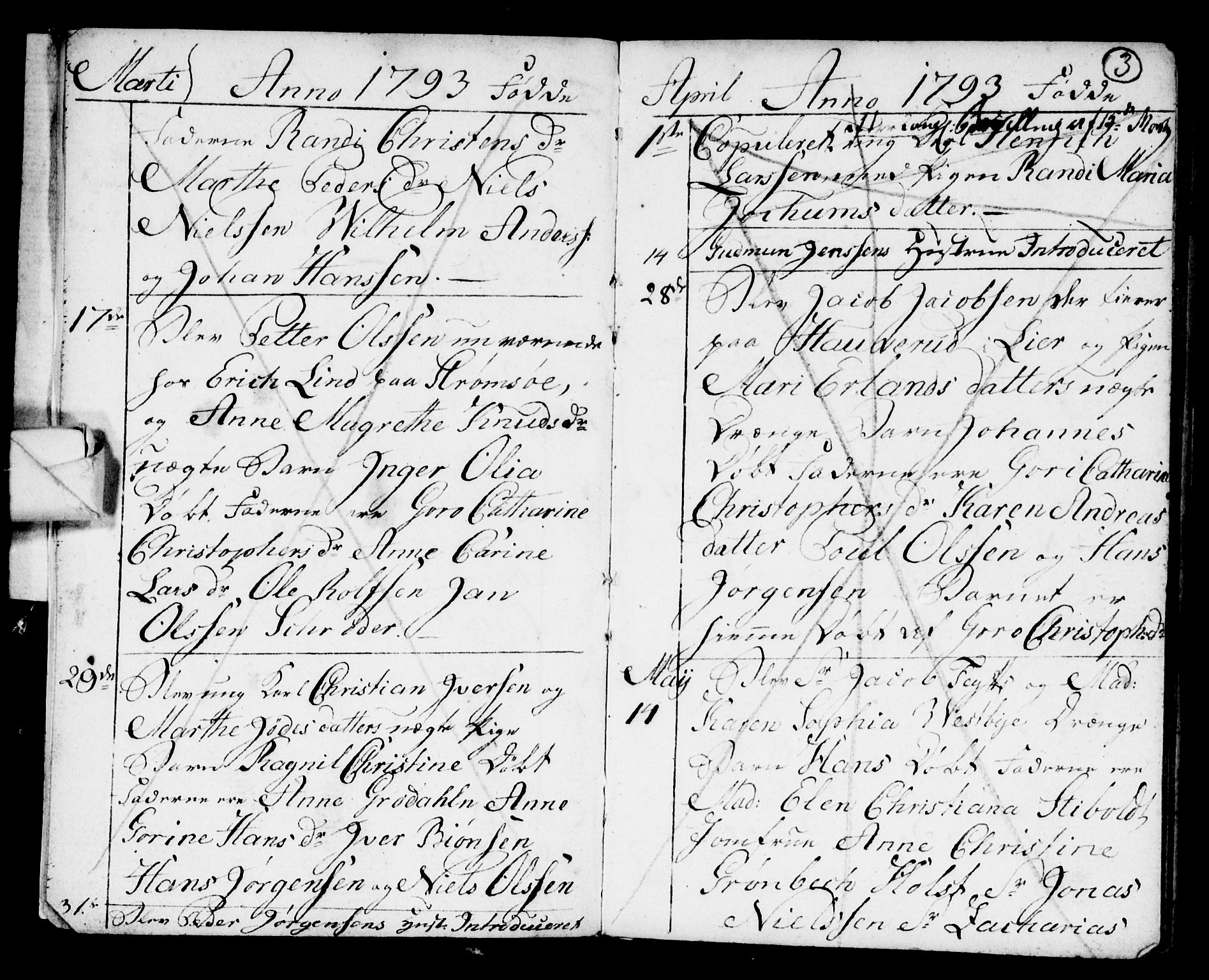 Strømsø kirkebøker, AV/SAKO-A-246/F/Fb/L0003: Parish register (official) no. II 3, 1793-1799, p. 3