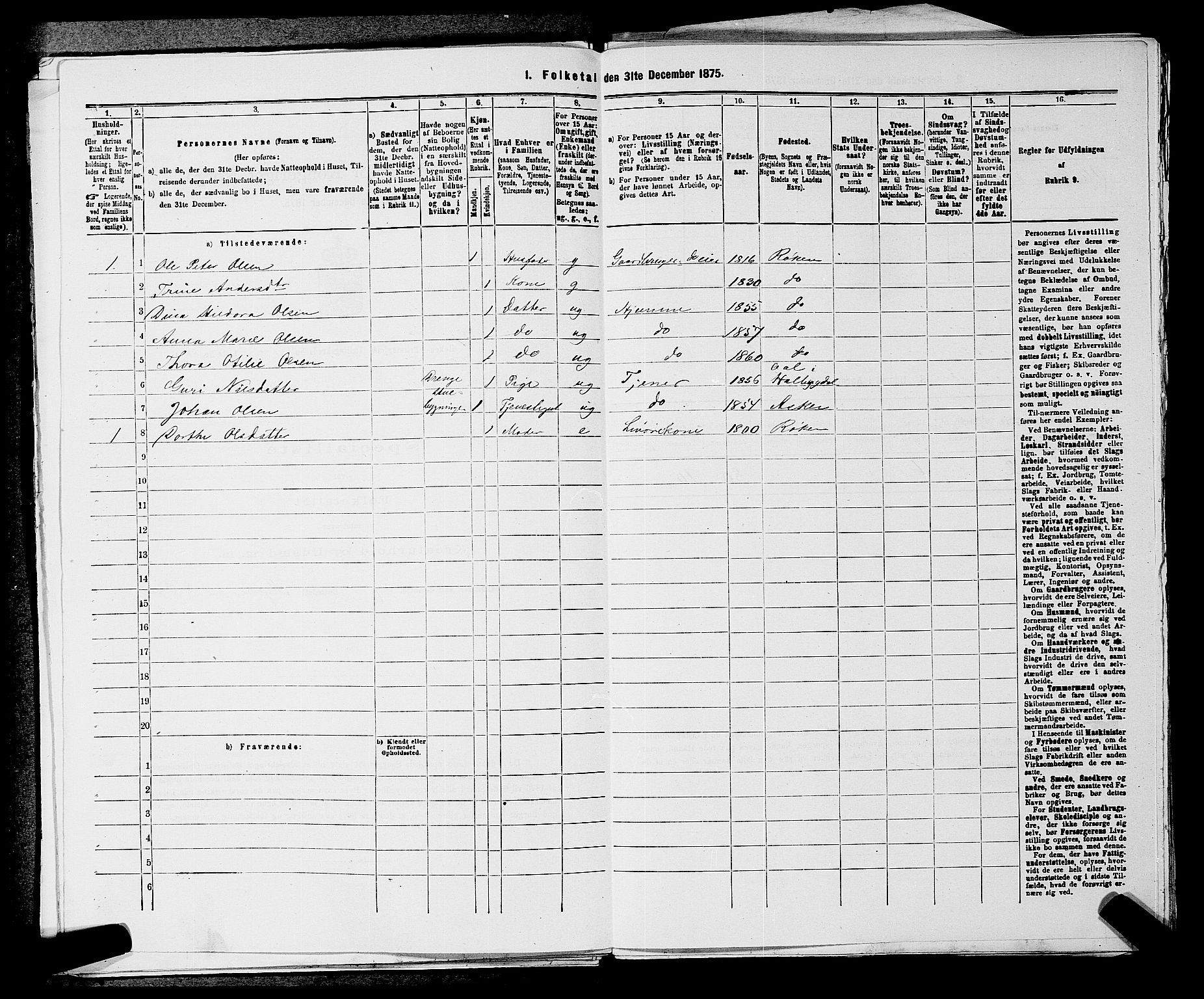 SAKO, 1875 census for 0627P Røyken, 1875, p. 86