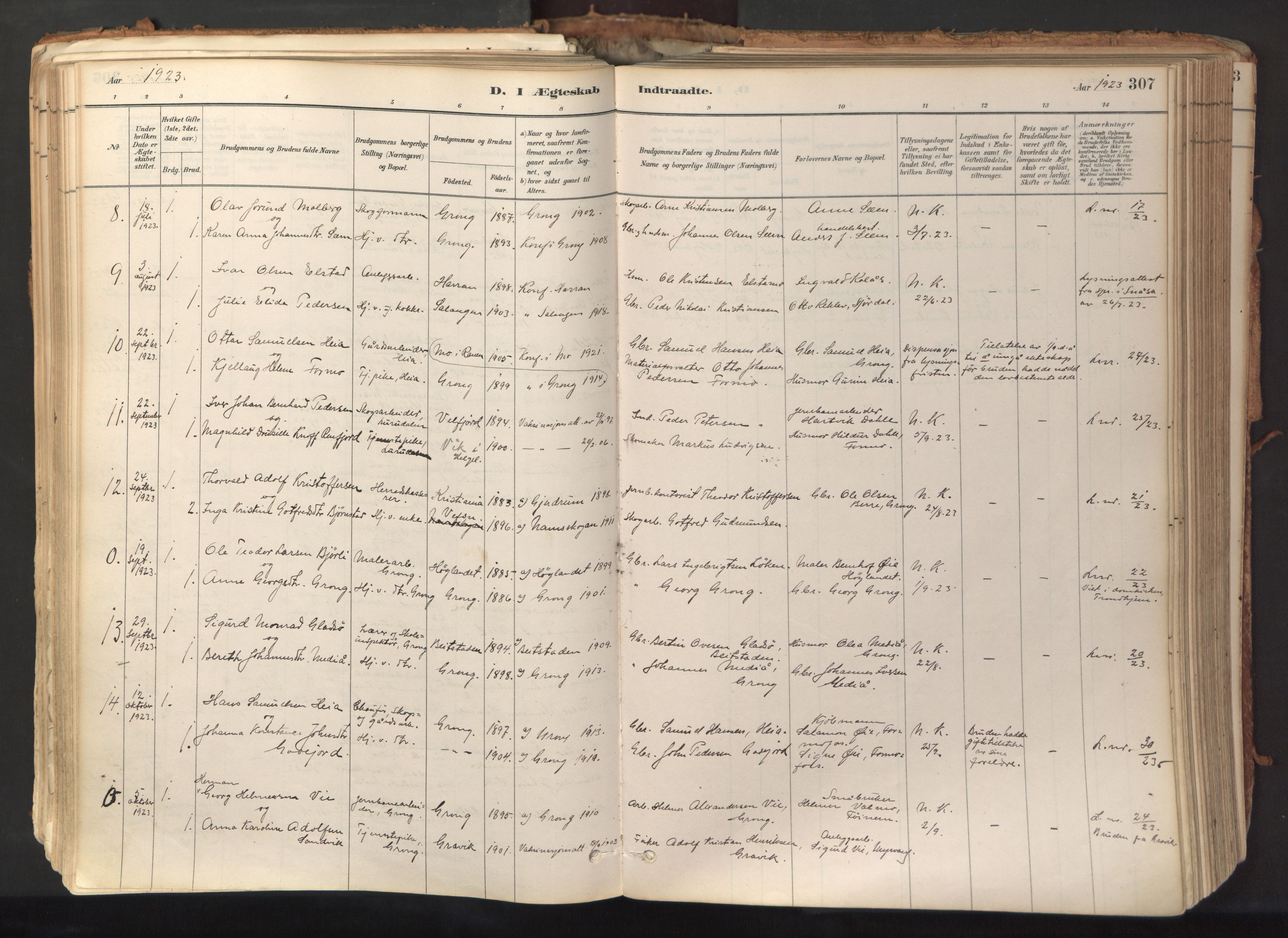 Ministerialprotokoller, klokkerbøker og fødselsregistre - Nord-Trøndelag, SAT/A-1458/758/L0519: Parish register (official) no. 758A04, 1880-1926, p. 307