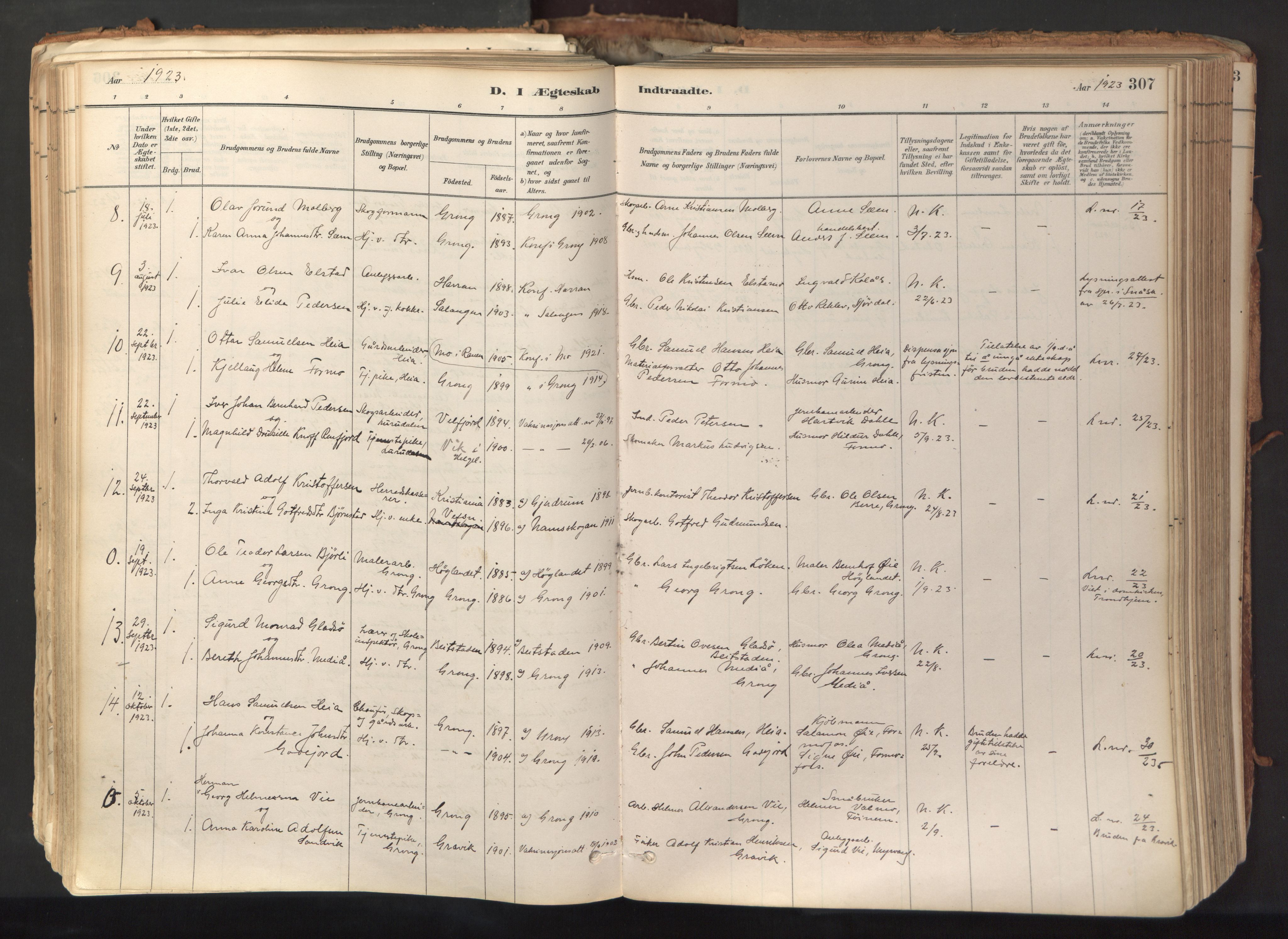 Ministerialprotokoller, klokkerbøker og fødselsregistre - Nord-Trøndelag, AV/SAT-A-1458/758/L0519: Parish register (official) no. 758A04, 1880-1926, p. 307