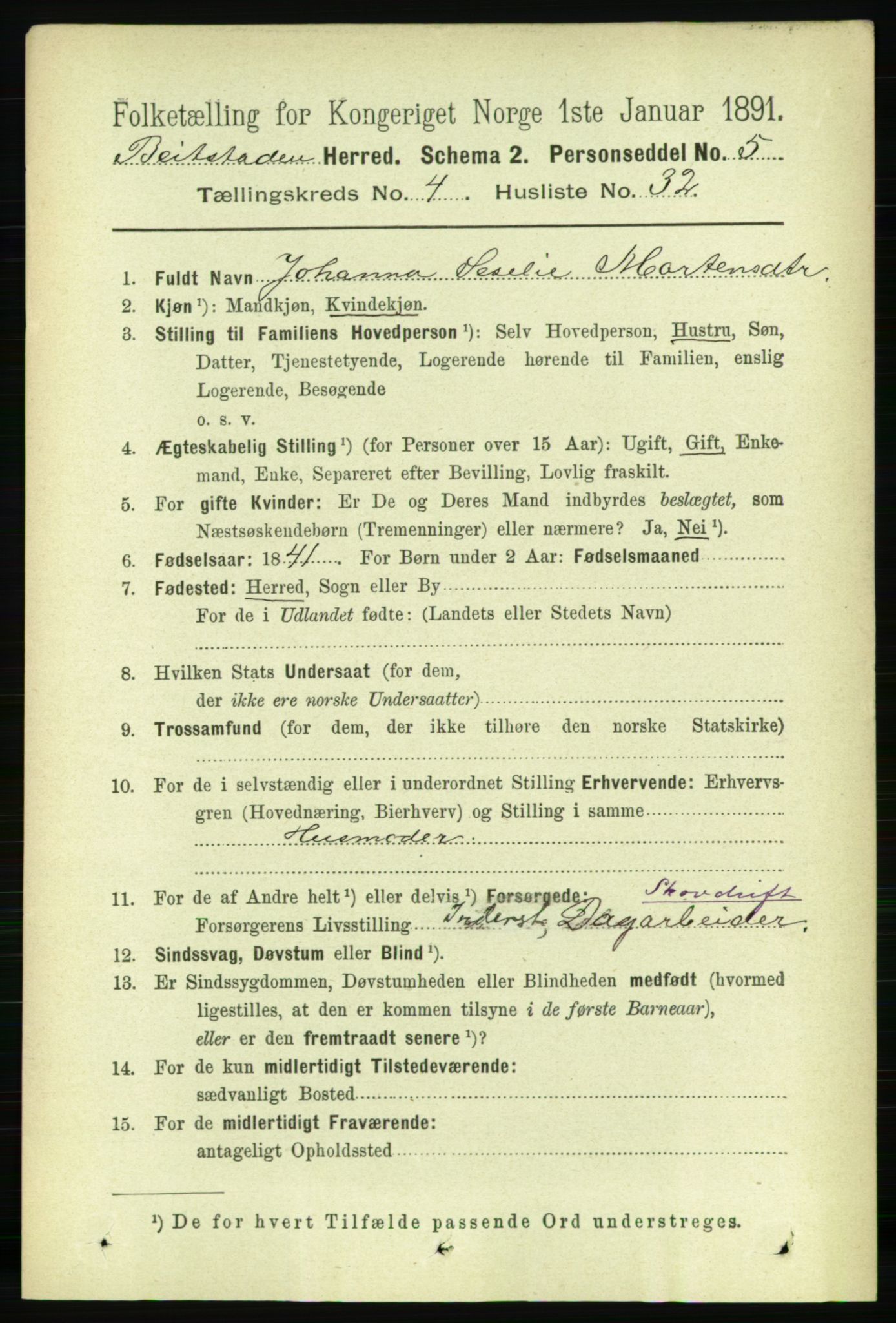 RA, 1891 census for 1727 Beitstad, 1891, p. 1193