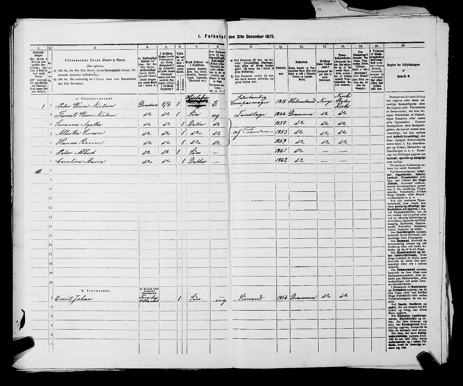 SAKO, 1875 census for 0602 Drammen, 1875, p. 1328