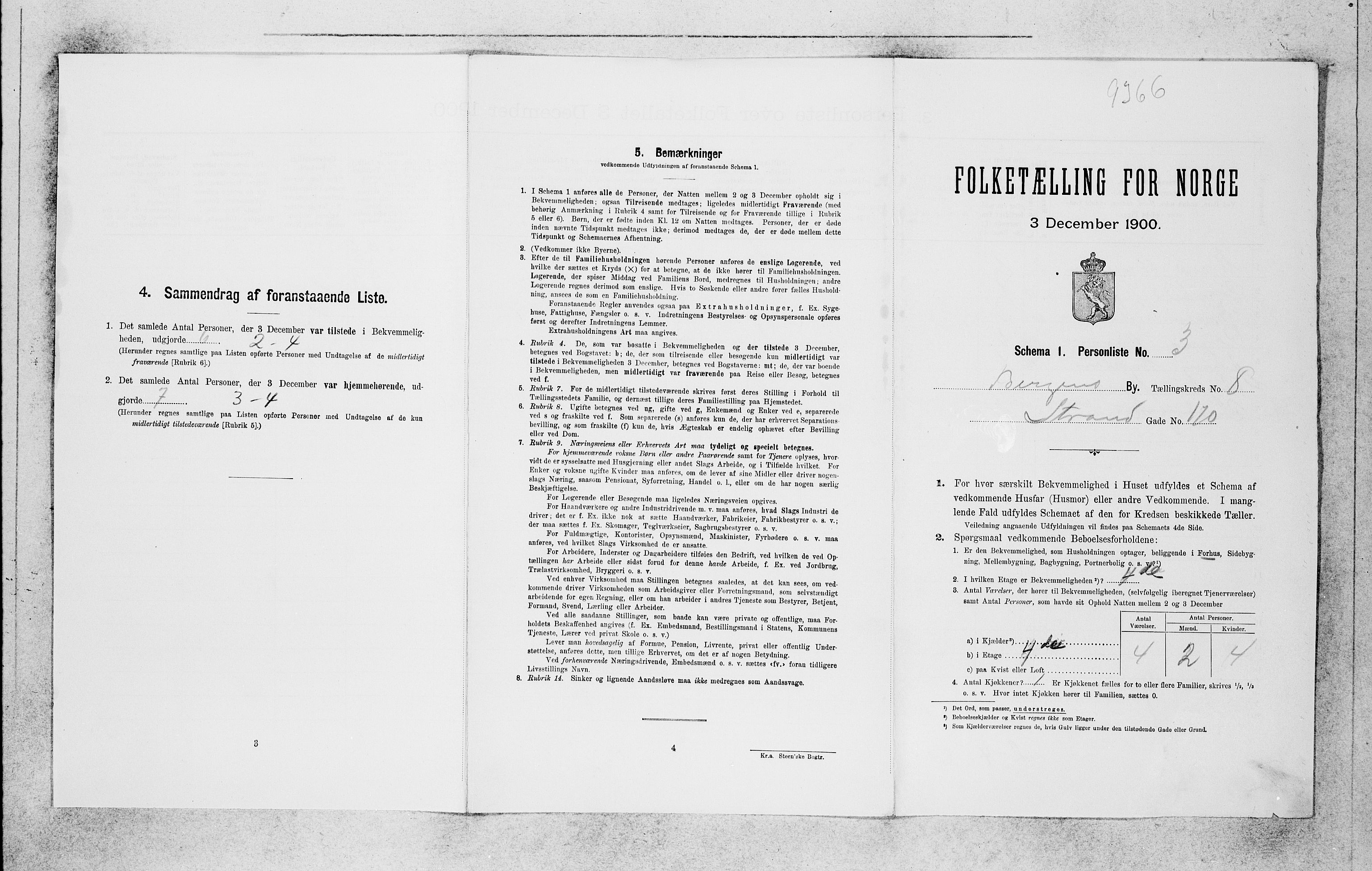 SAB, 1900 census for Bergen, 1900, p. 1492