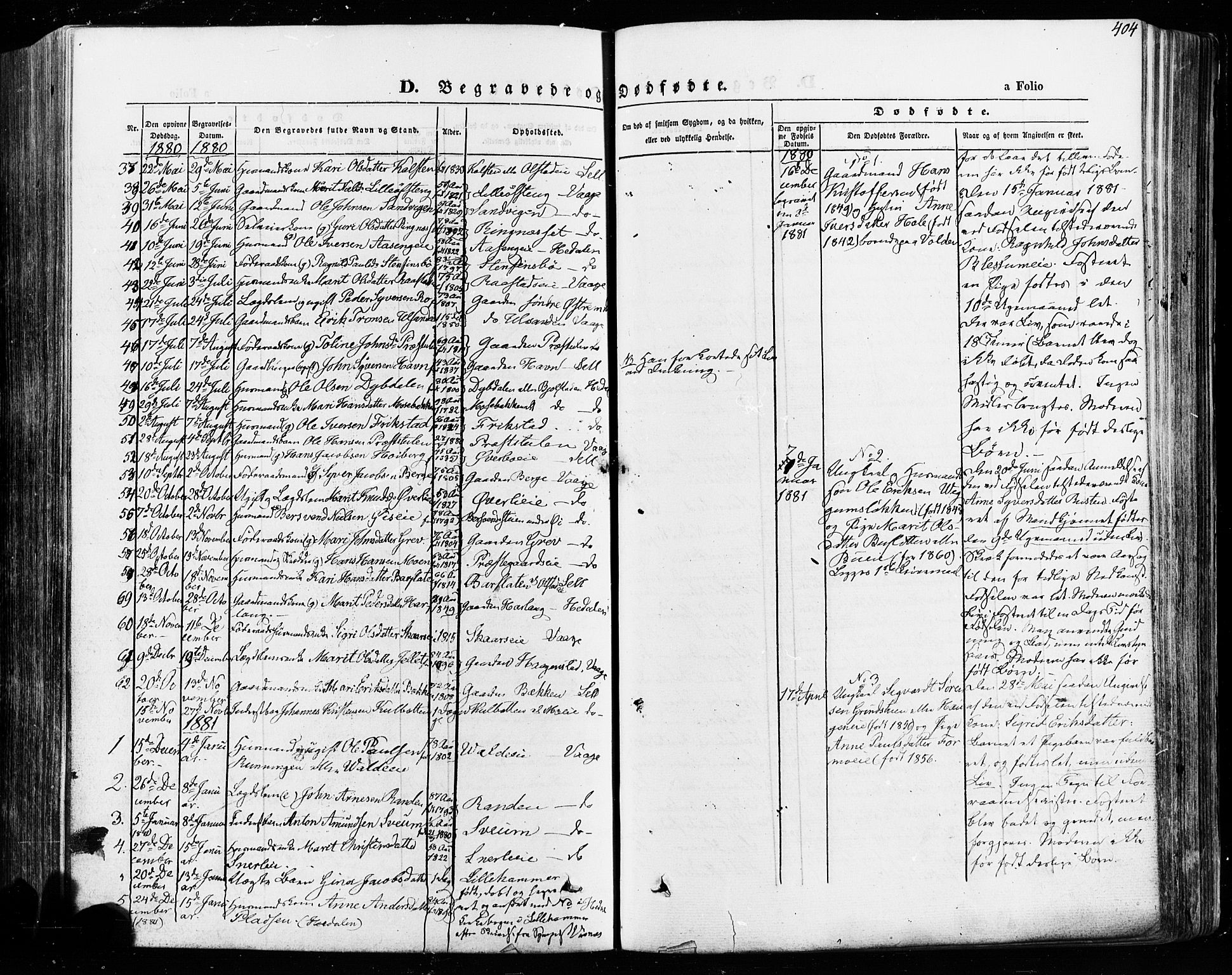 Vågå prestekontor, SAH/PREST-076/H/Ha/Haa/L0007: Parish register (official) no. 7 /1, 1872-1886, p. 404