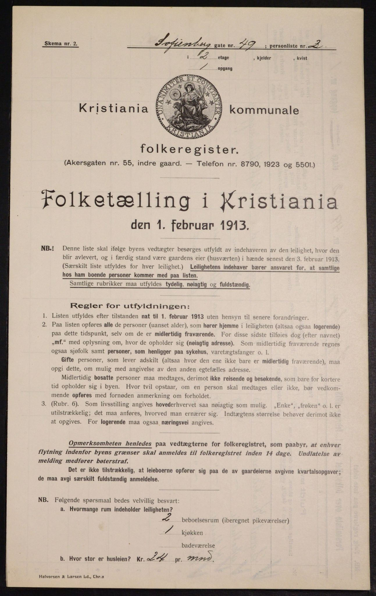 OBA, Municipal Census 1913 for Kristiania, 1913, p. 98688