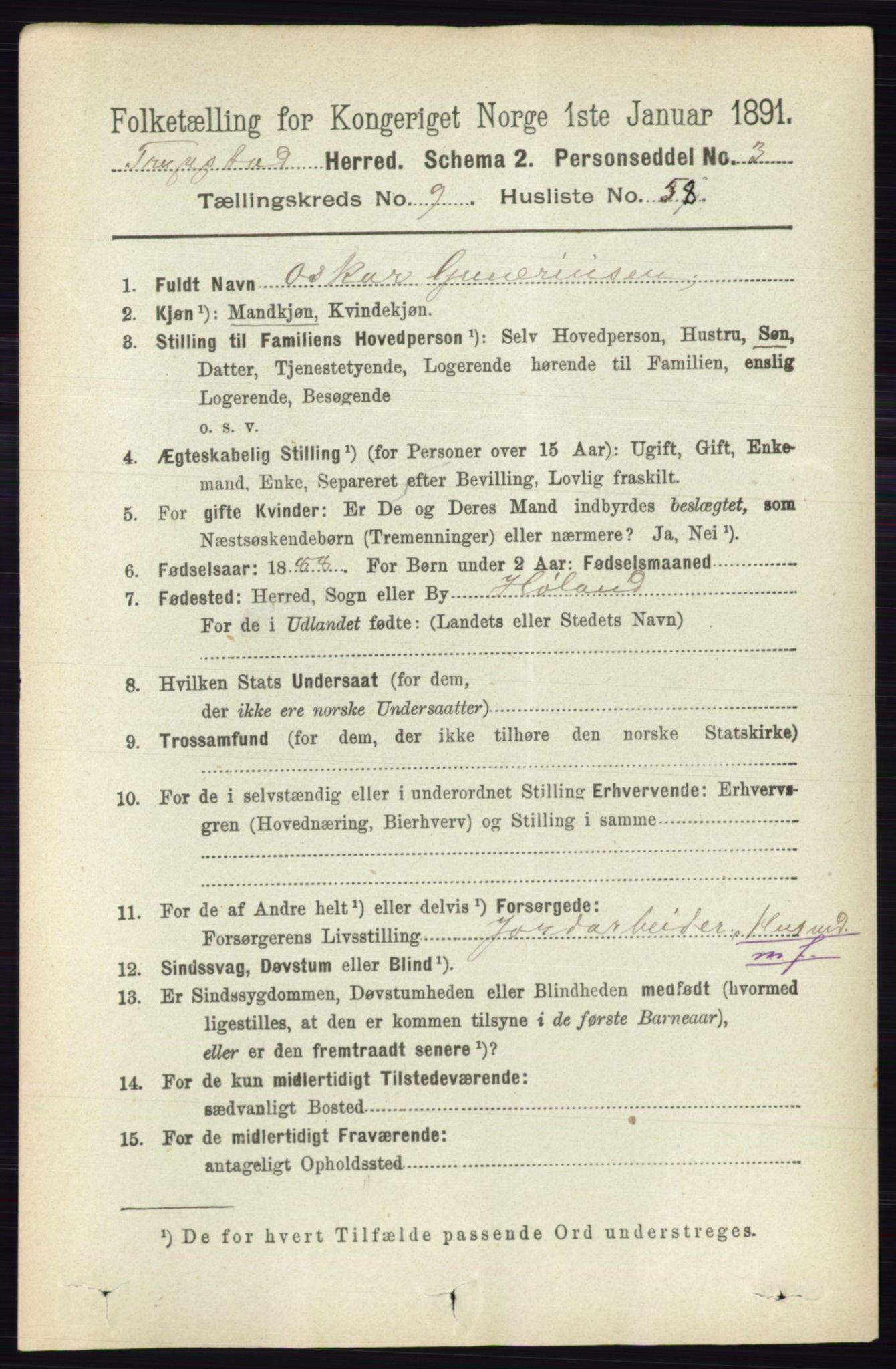 RA, 1891 Census for 0122 Trøgstad, 1891, p. 4220