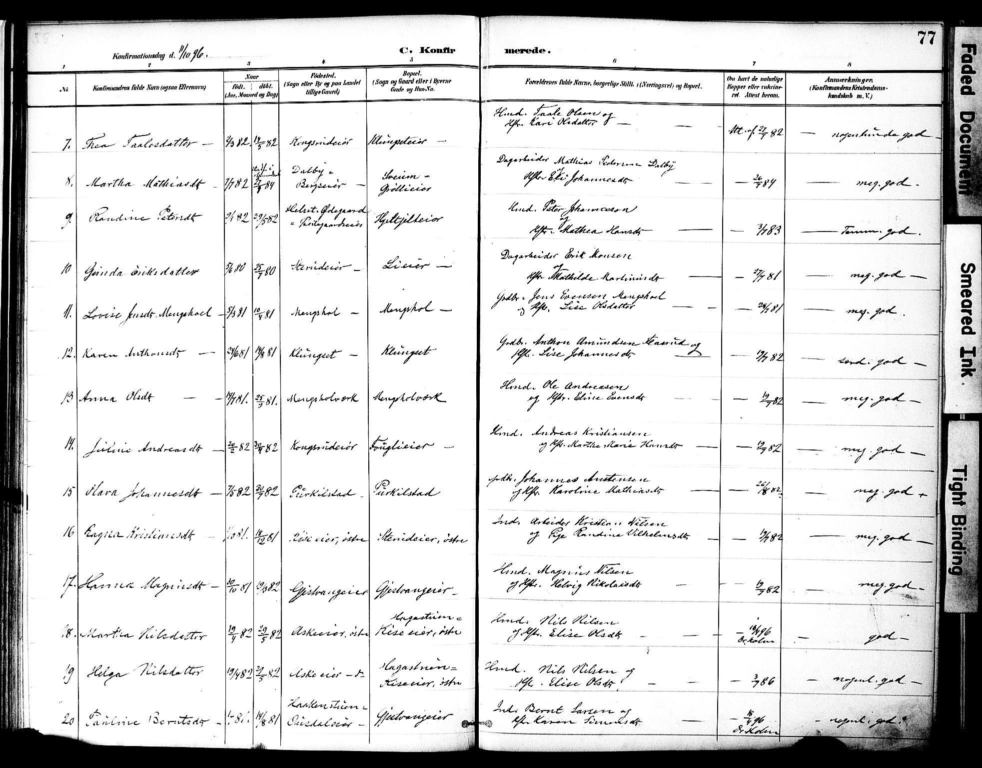 Nes prestekontor, Hedmark, SAH/PREST-020/K/Ka/L0010: Parish register (official) no. 10, 1887-1905, p. 77