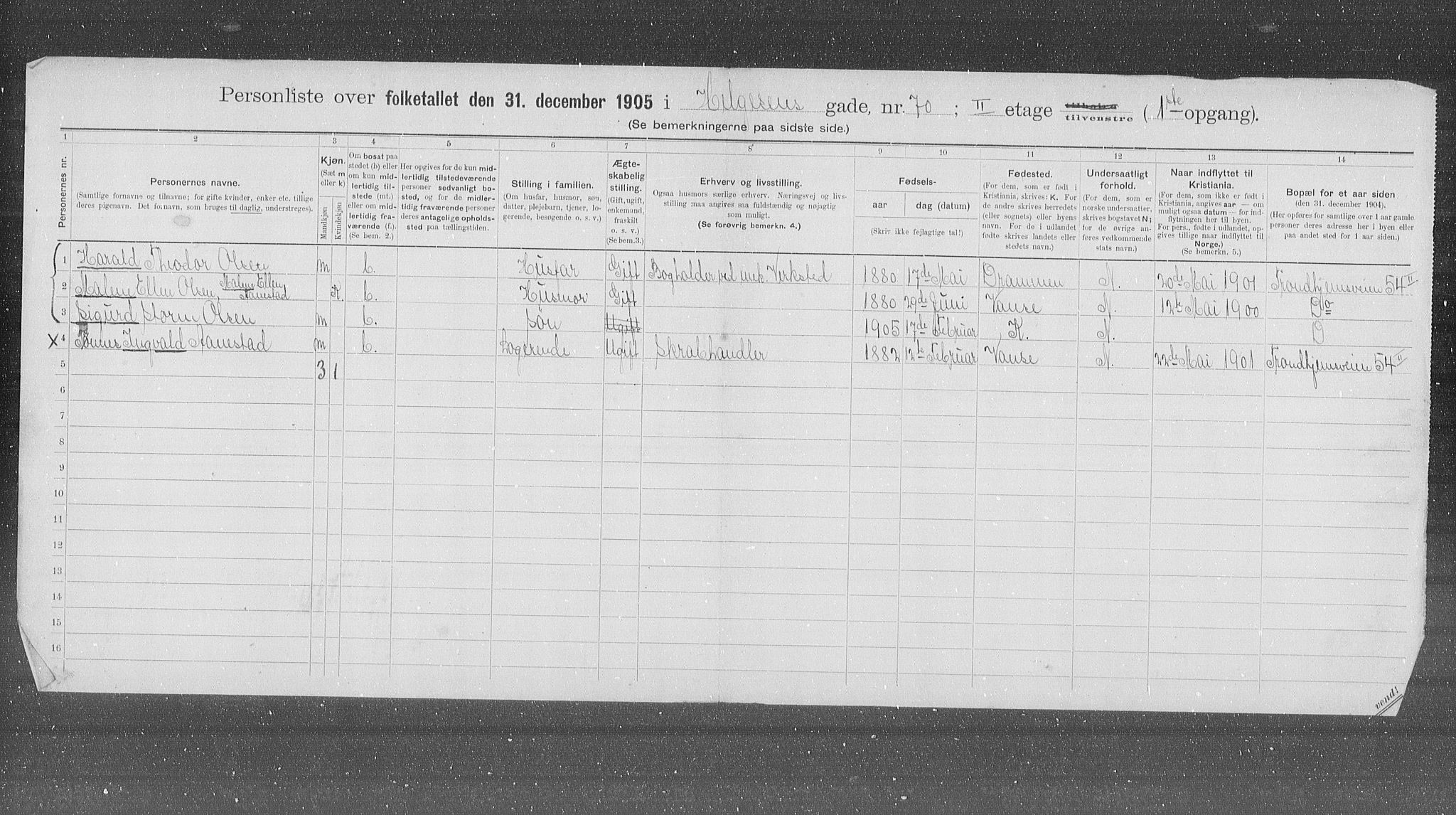 OBA, Municipal Census 1905 for Kristiania, 1905, p. 19997