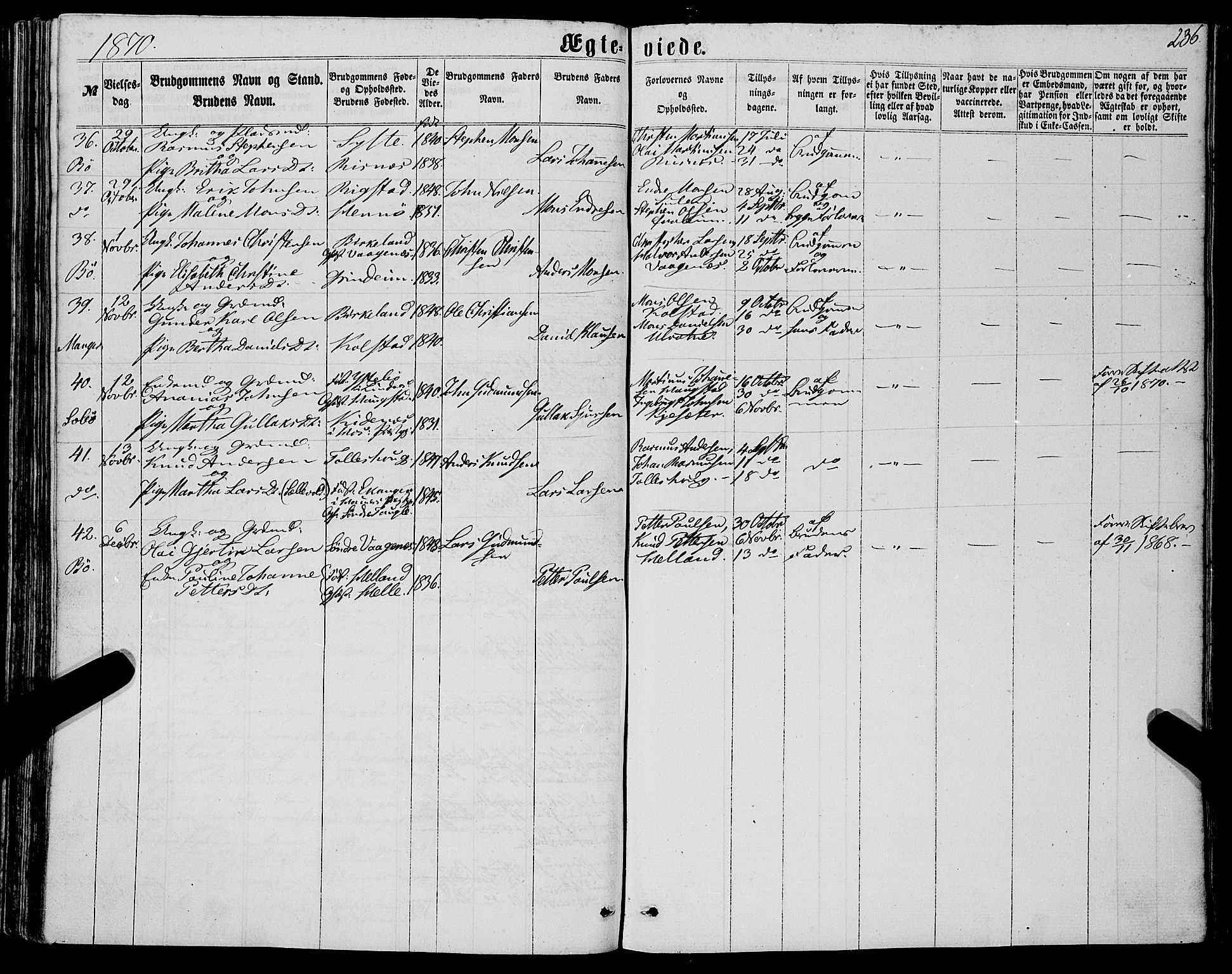 Manger sokneprestembete, AV/SAB-A-76801/H/Haa: Parish register (official) no. A 7, 1860-1870, p. 236