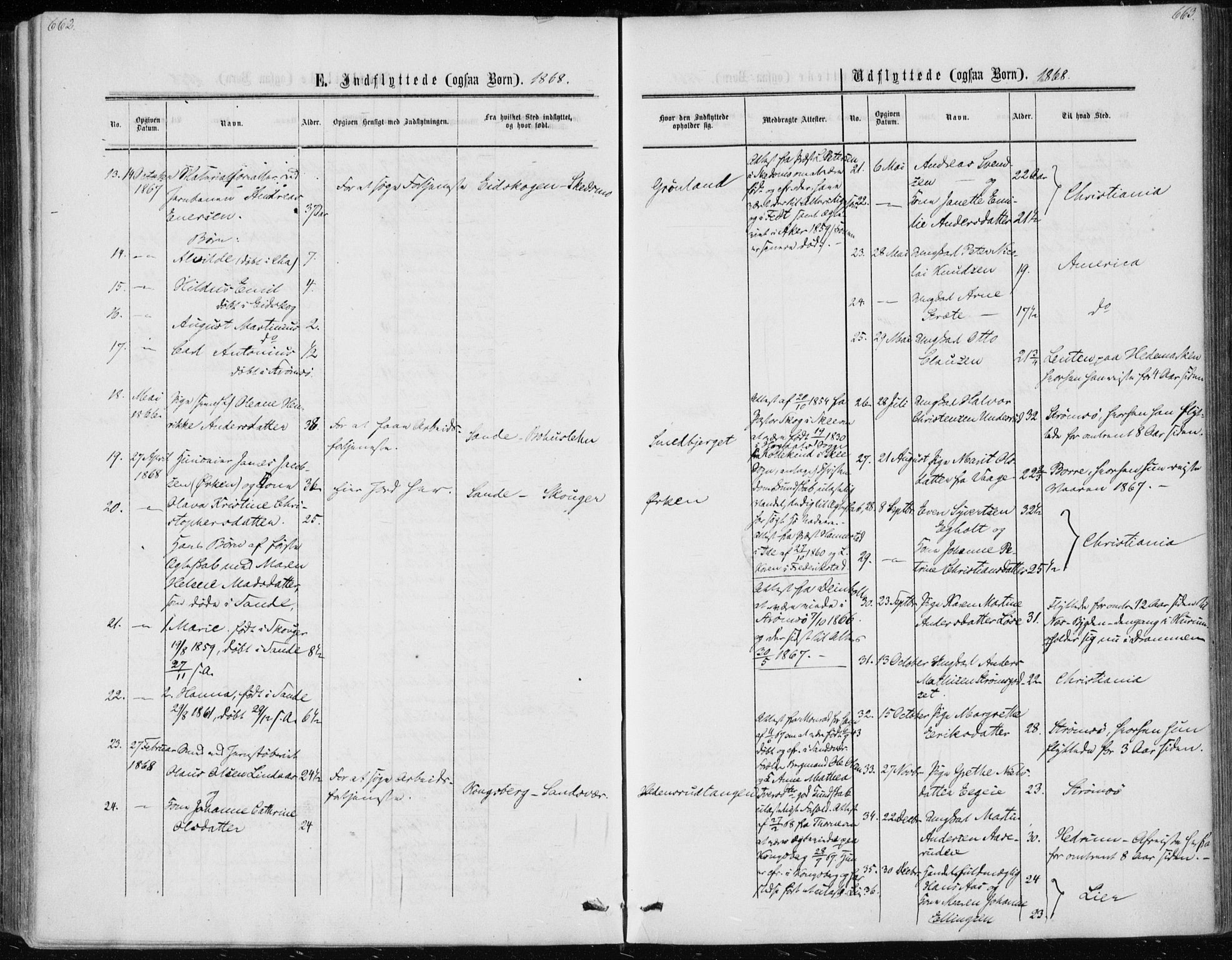 Skoger kirkebøker, AV/SAKO-A-59/F/Fa/L0004: Parish register (official) no. I 4, 1862-1872, p. 662-663