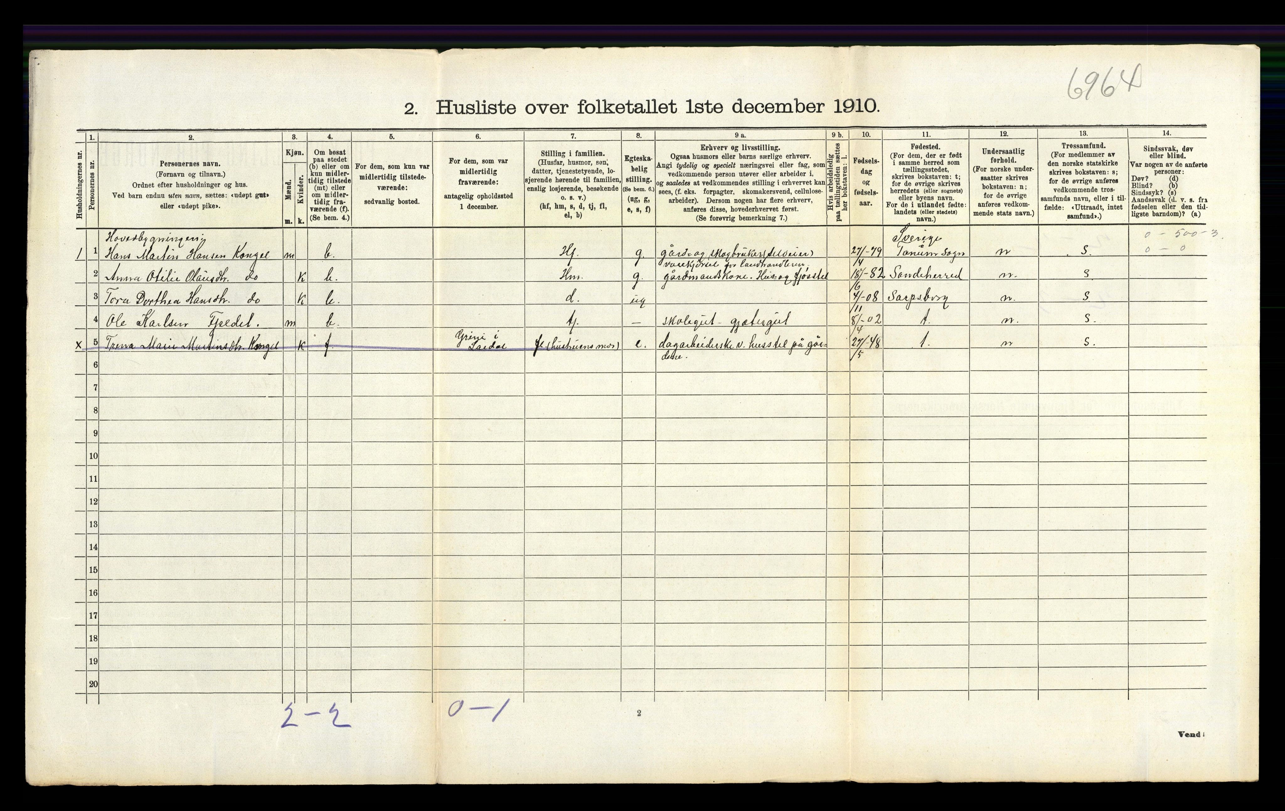 RA, 1910 census for Lardal, 1910, p. 347