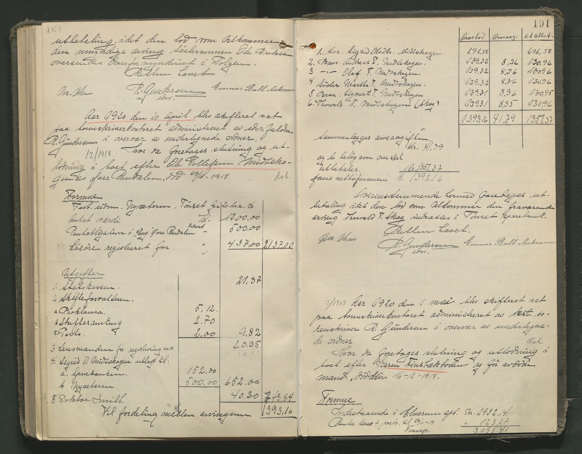 Nord-Østerdal tingrett, AV/SAH-TING-020/J/Jd/L0006: Skifteutlodningsprotokoll, 1907-1920, p. 191