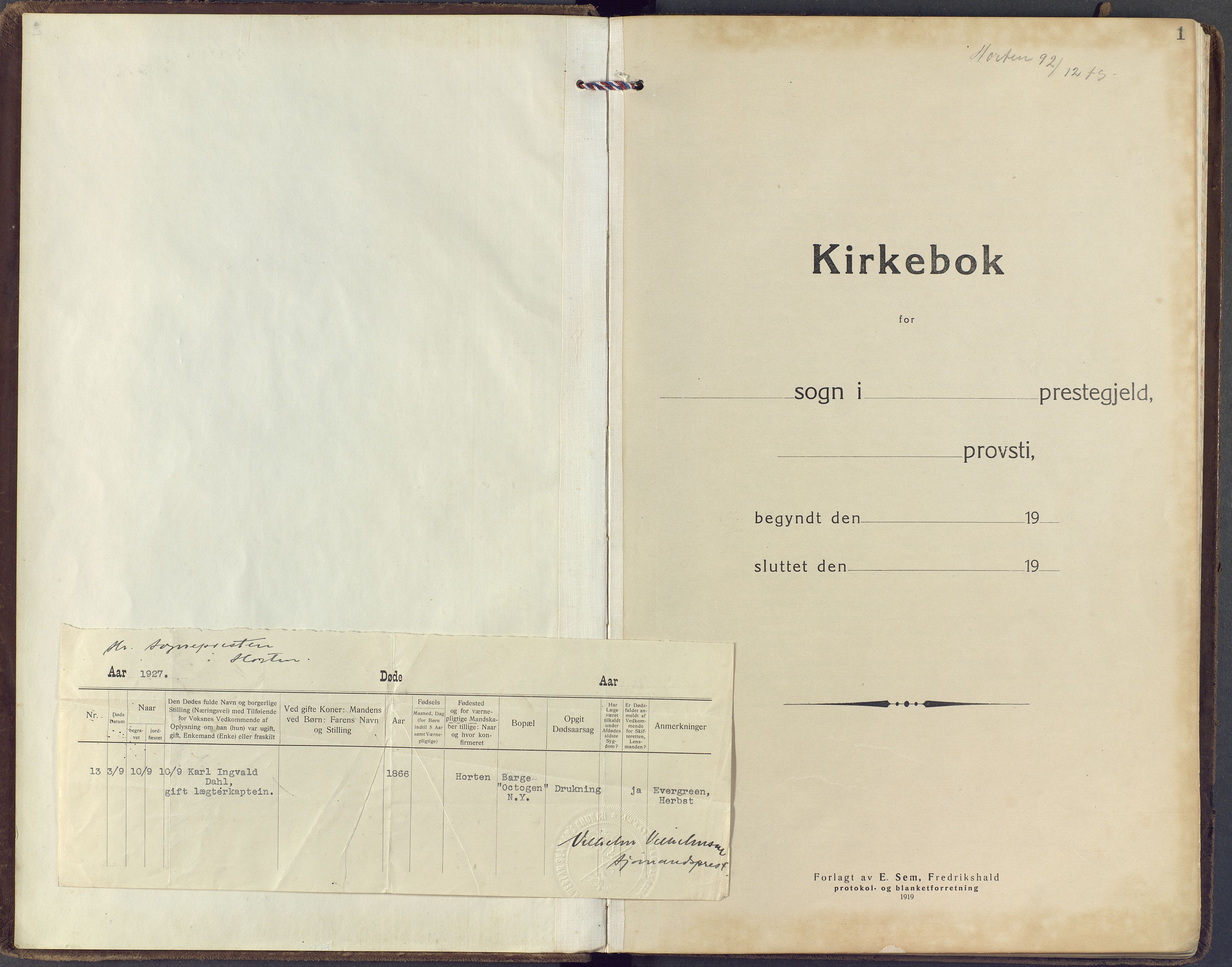 Horten kirkebøker, AV/SAKO-A-348/F/Fa/L0009: Parish register (official) no. 9, 1925-1936, p. 1