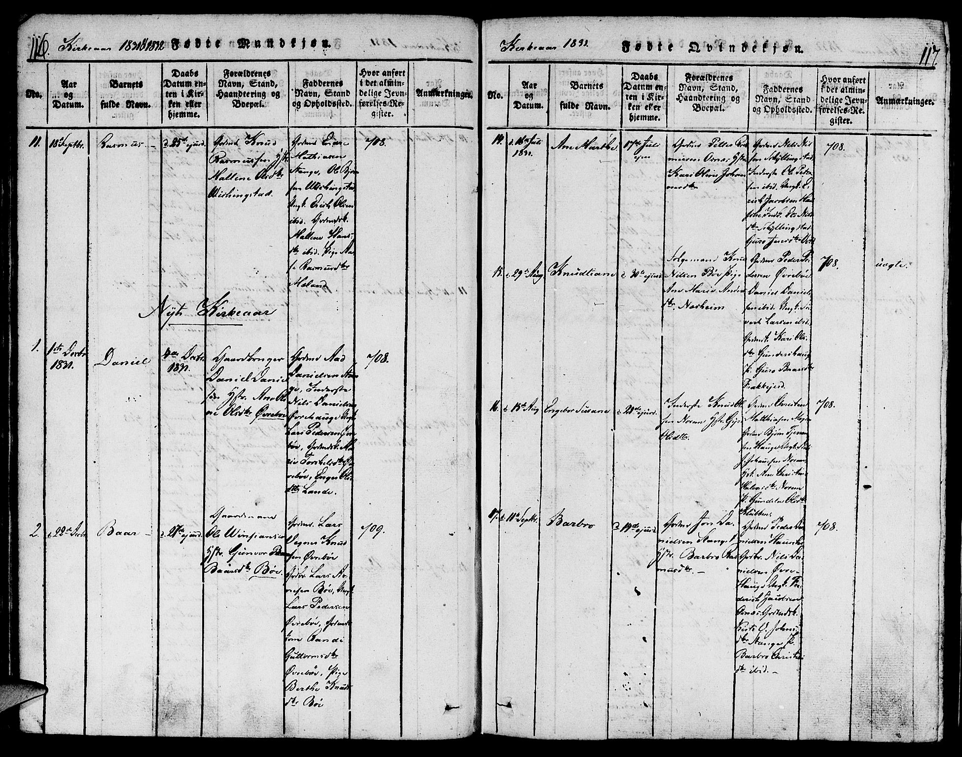 Torvastad sokneprestkontor, AV/SAST-A -101857/H/Ha/Haa/L0004: Parish register (official) no. A 3 /1, 1817-1836, p. 116-117