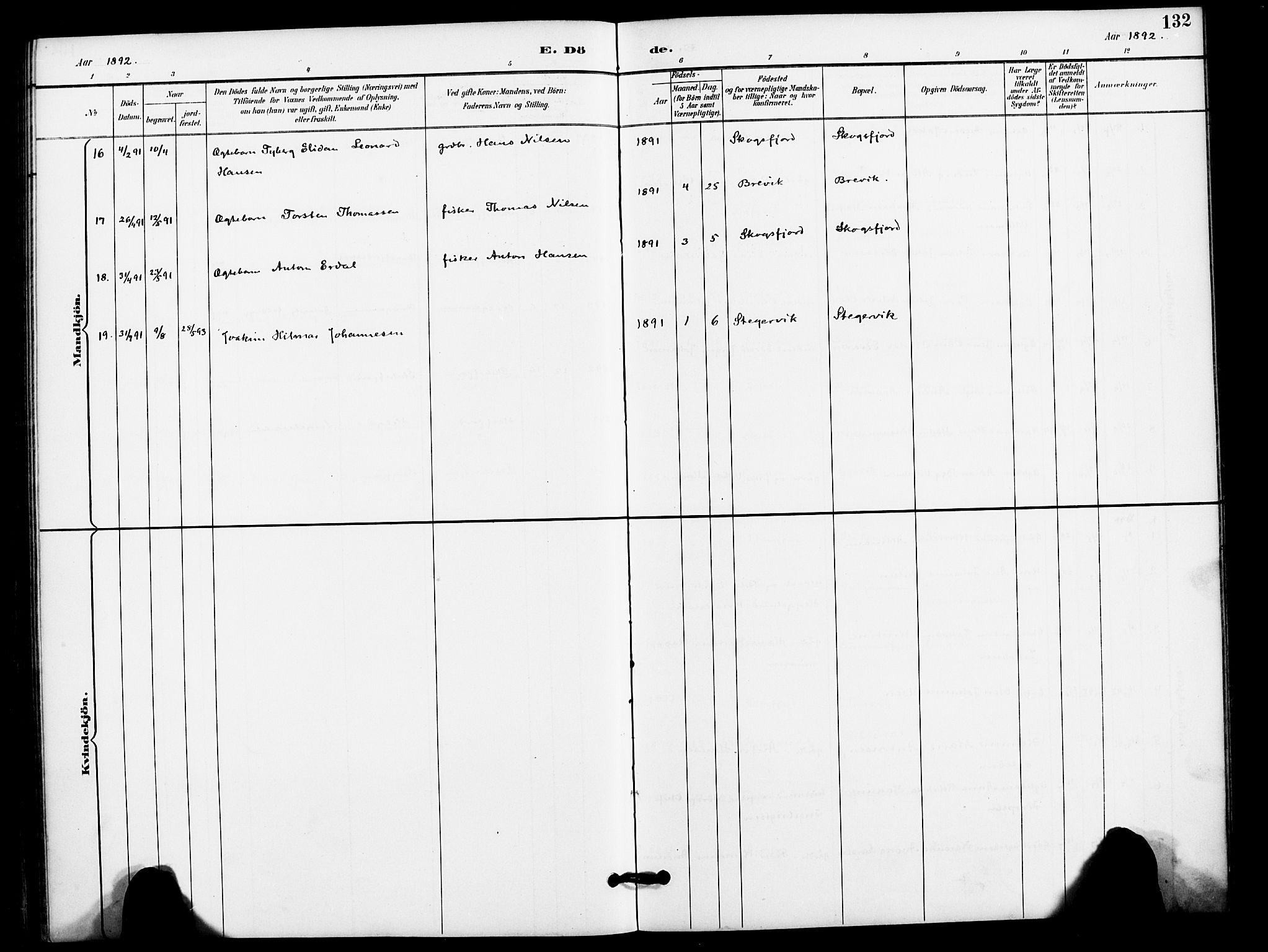 Karlsøy sokneprestembete, AV/SATØ-S-1299/H/Ha/Haa/L0012kirke: Parish register (official) no. 12, 1892-1902, p. 132