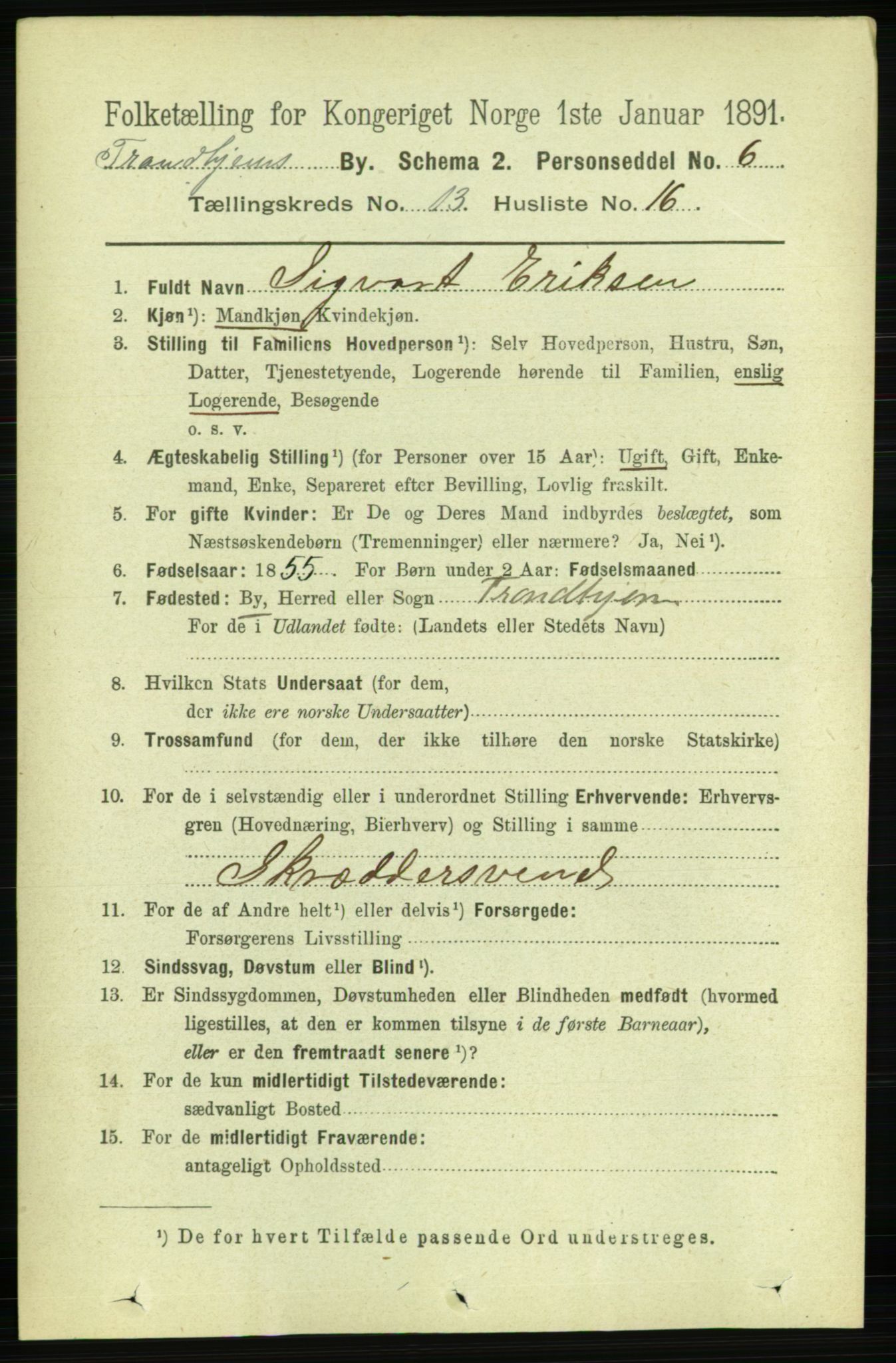 RA, 1891 census for 1601 Trondheim, 1891, p. 10407