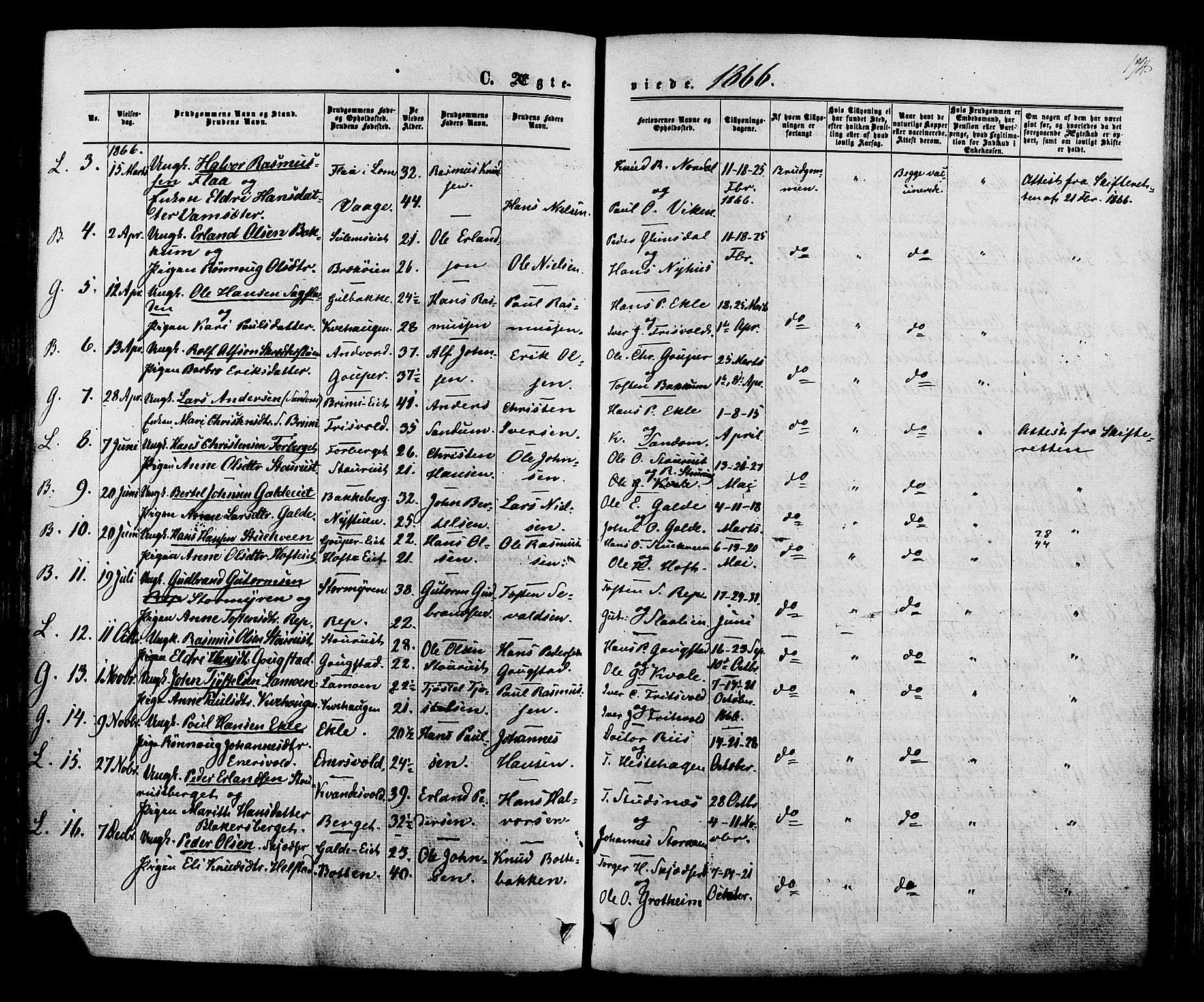 Lom prestekontor, SAH/PREST-070/K/L0007: Parish register (official) no. 7, 1863-1884, p. 174