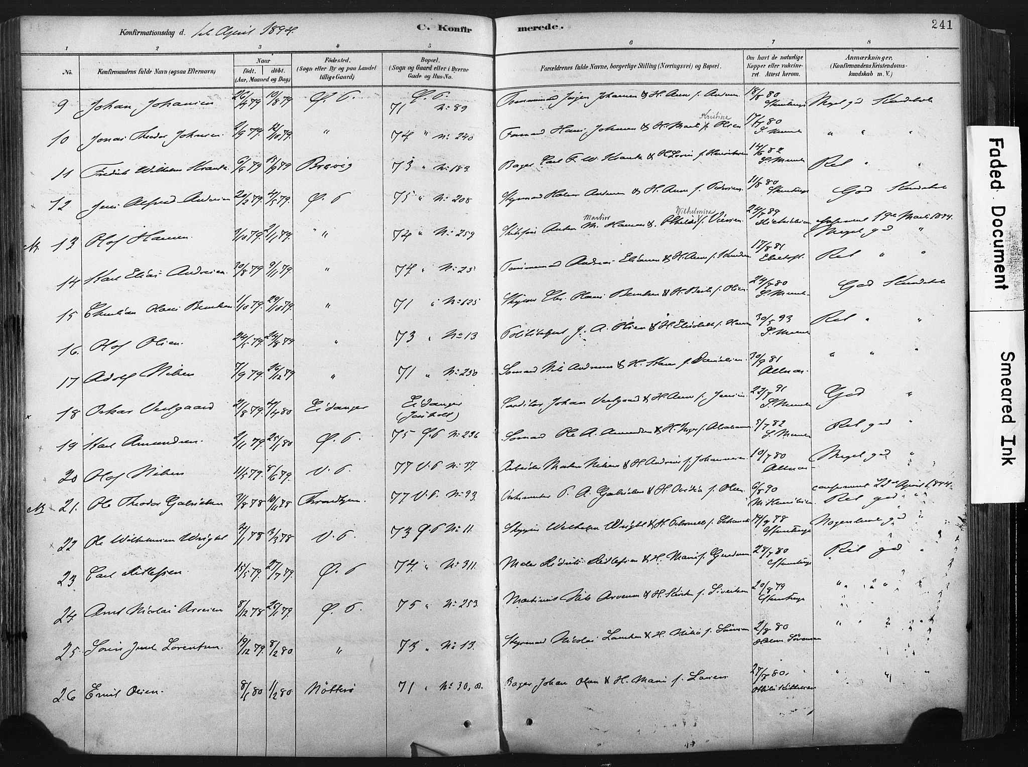 Porsgrunn kirkebøker , AV/SAKO-A-104/F/Fa/L0008: Parish register (official) no. 8, 1878-1895, p. 241